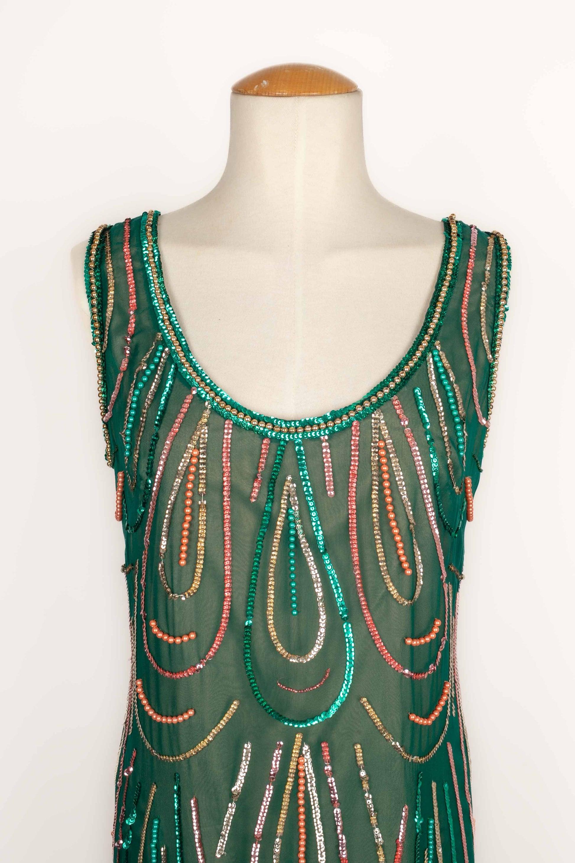 Vestido de muselina verde, 1960 en venta 3