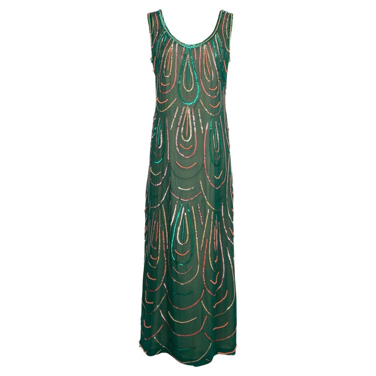 green emerald velvet dress Bottle Green Floral Embroidered Muslin Gown main image 0