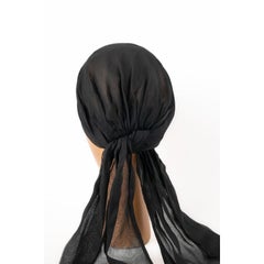 Muslin Turban in Black Silk