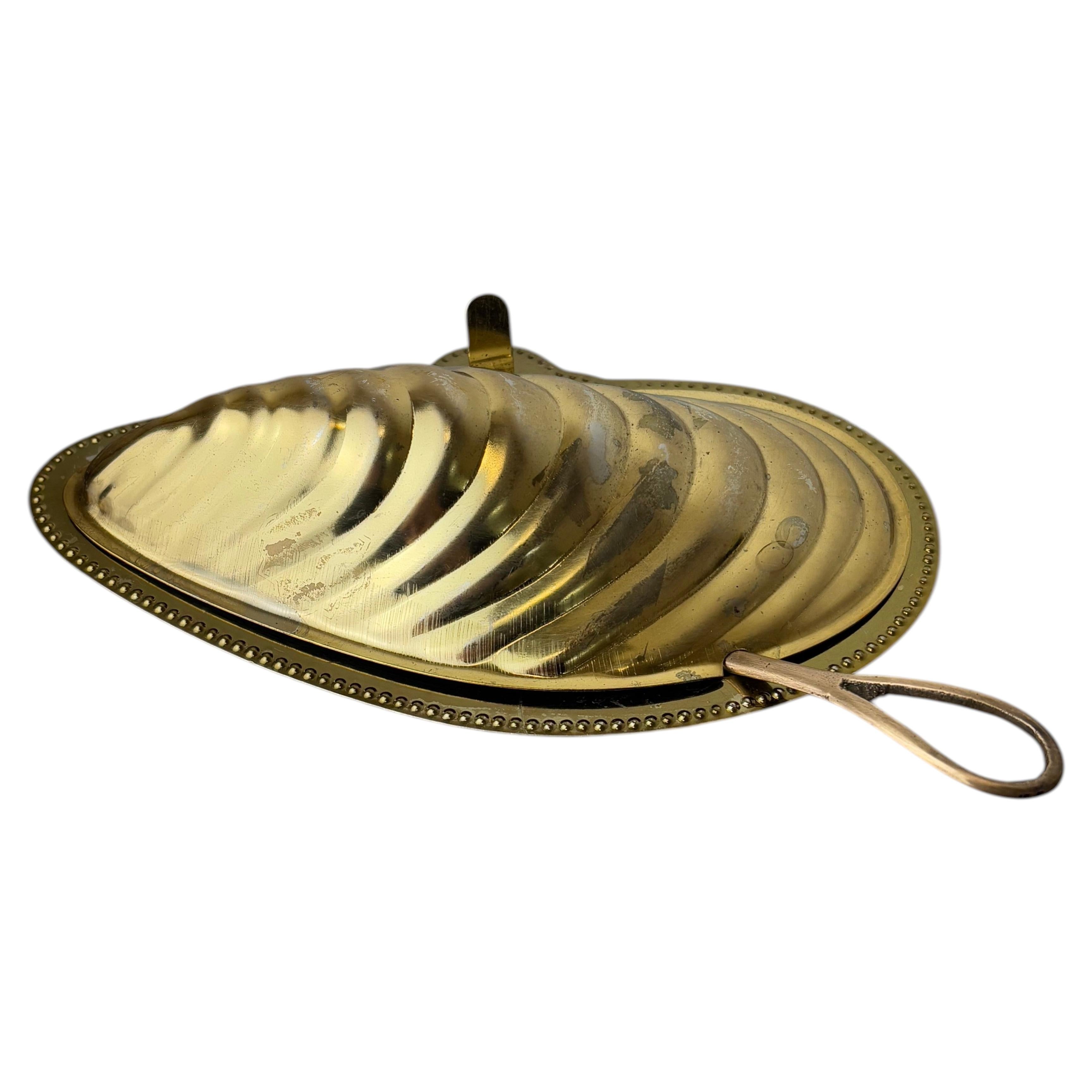 Mussel Shell Caviar Server, Bronze & Shell, Mid-Century Italy, 1970s