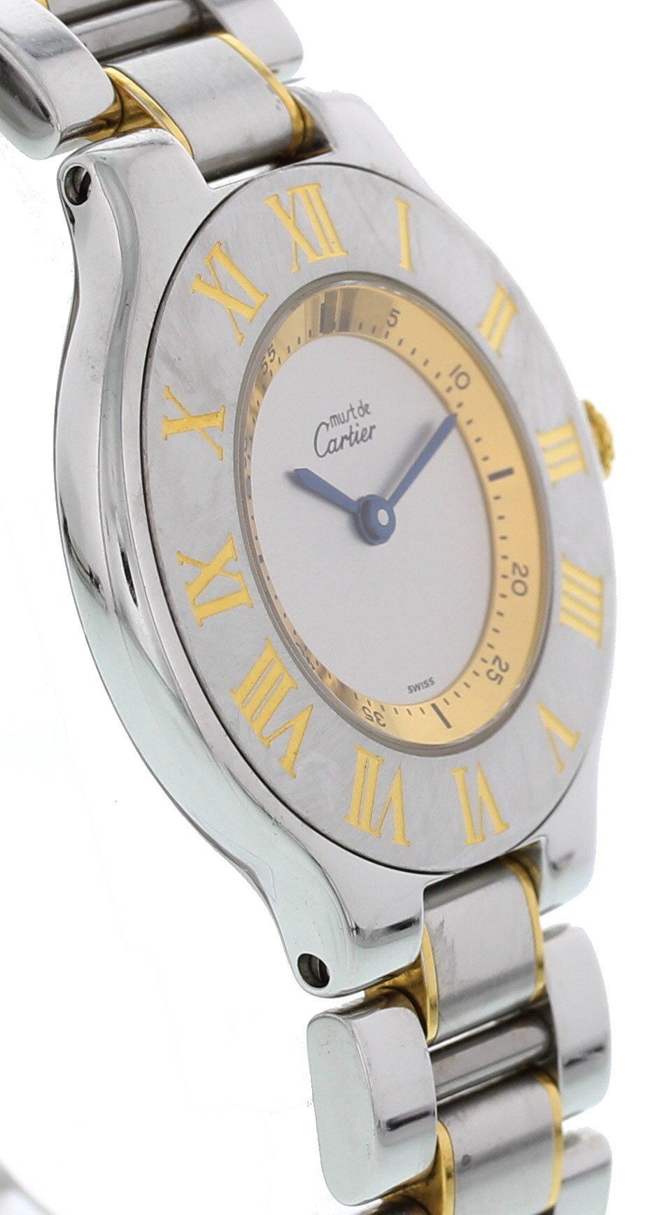 Must de Cartier 21 Stainless Steel and 18 Karat Yellow Gold 1330 In Excellent Condition In New York, NY