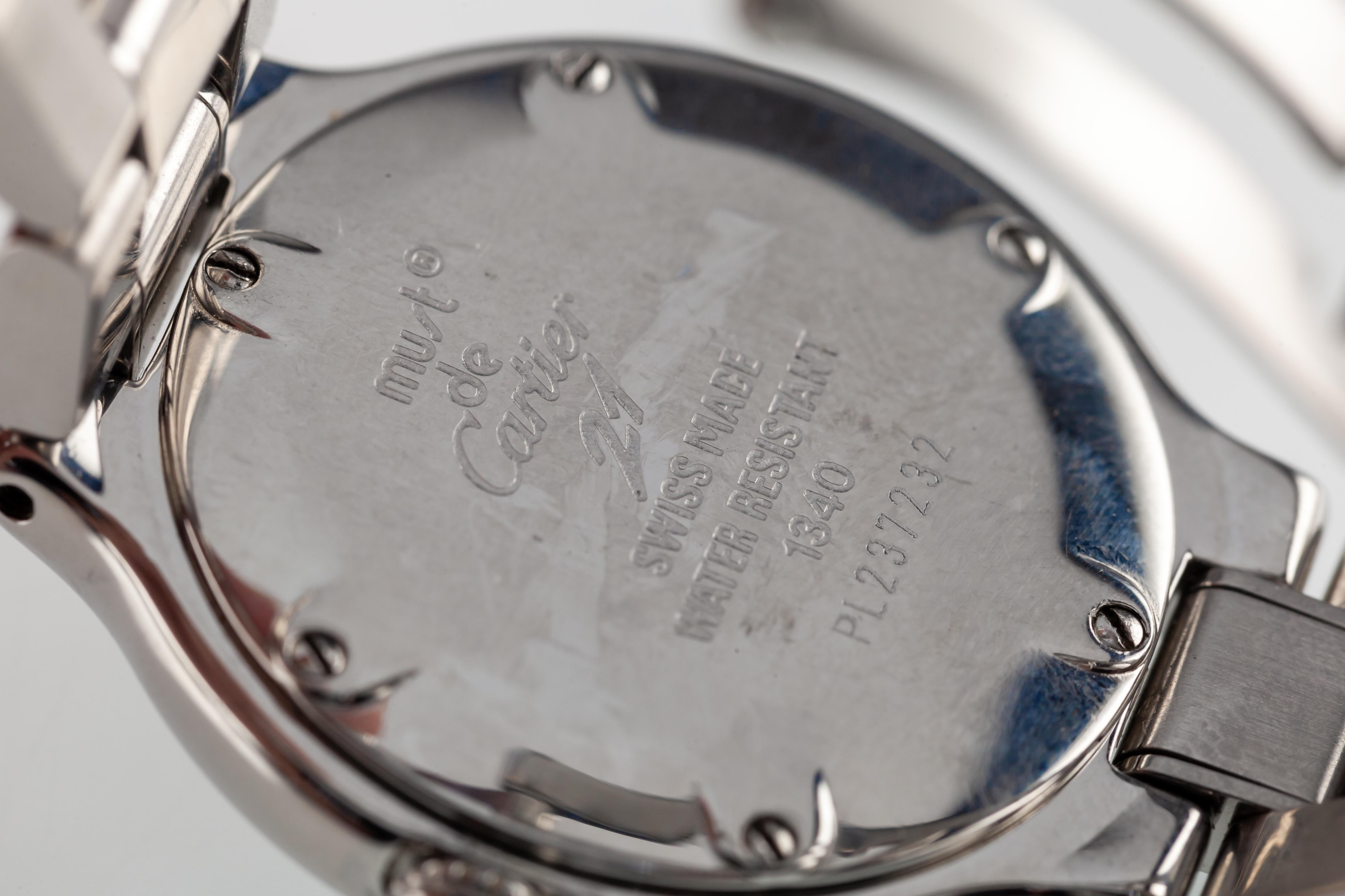 Must de Cartier 21 Damenuhr aus Edelstahl mit Quarz Vintage 1340 im Angebot 3