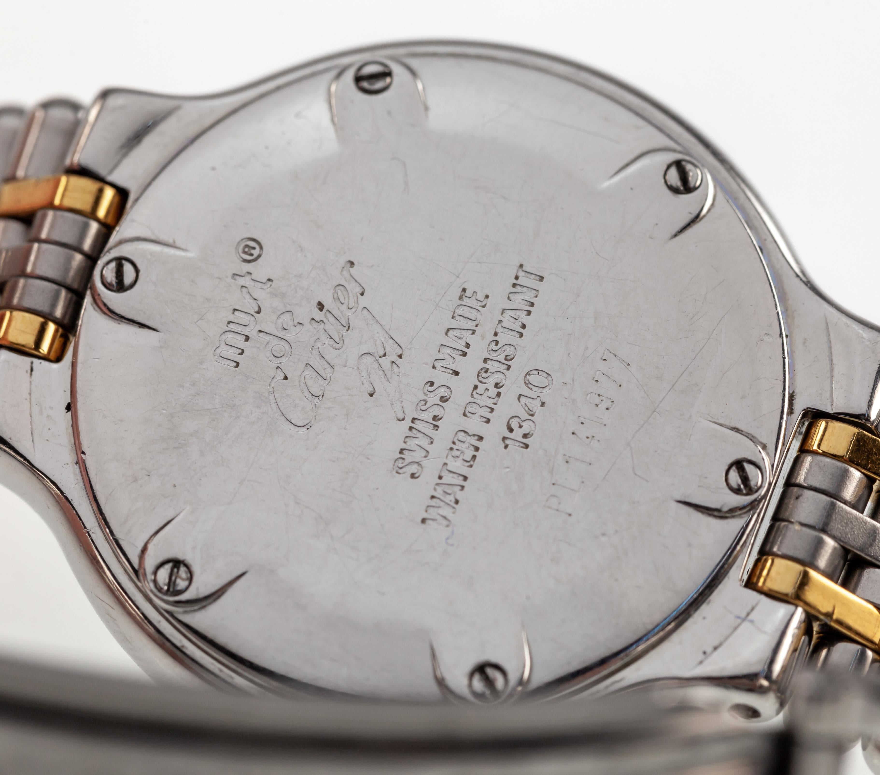 Must de Cartier 21 Women's Two Tone Stainless Steel Quartz Watch Vintage 1340 For Sale 3