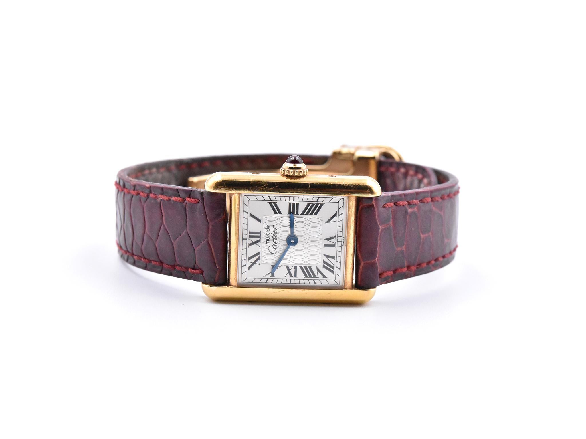 Must de Cartier Argent Vermeil Tank Watch In Excellent Condition In Scottsdale, AZ