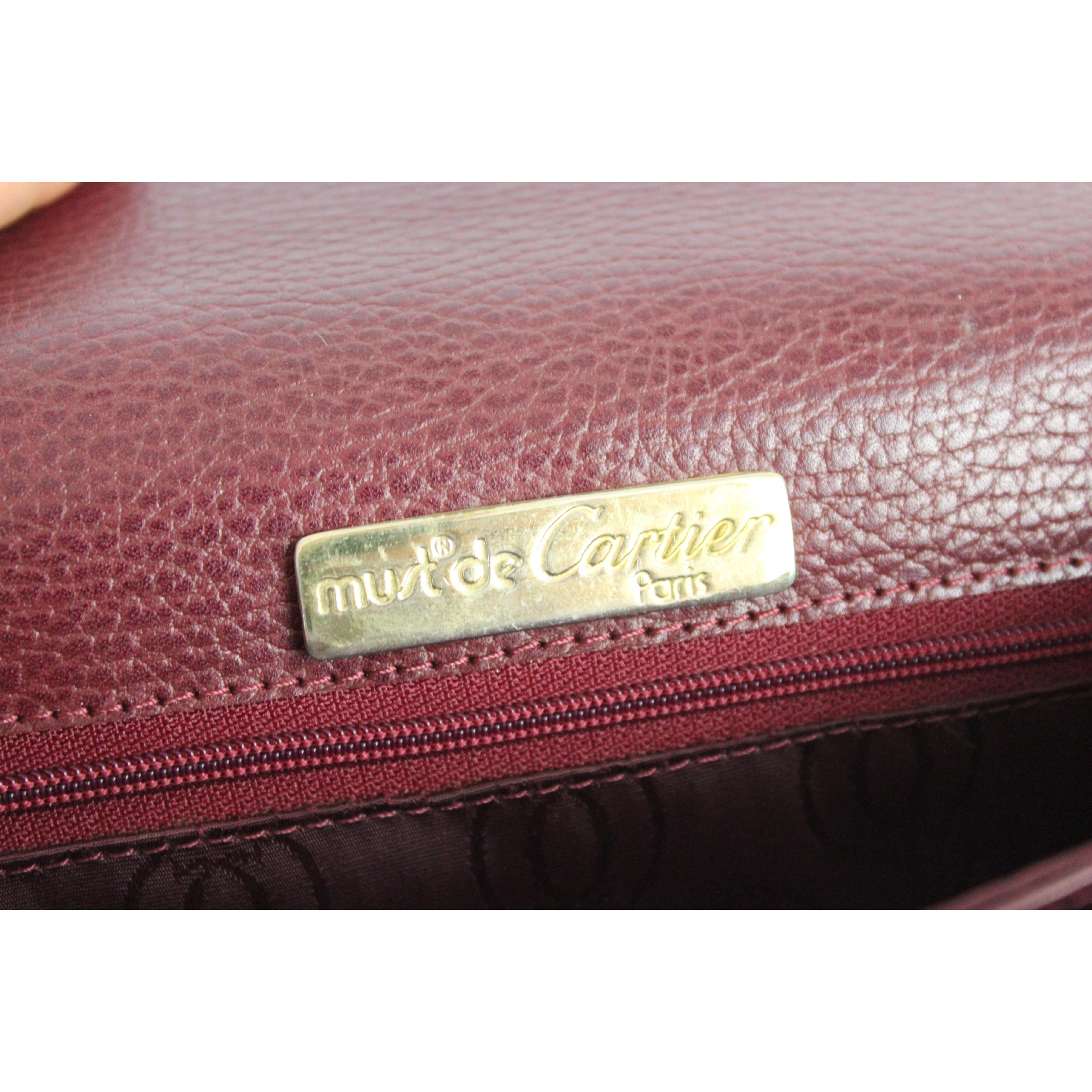 Must De Cartier Burgundy Leather Shoulder Bag 1980s 2