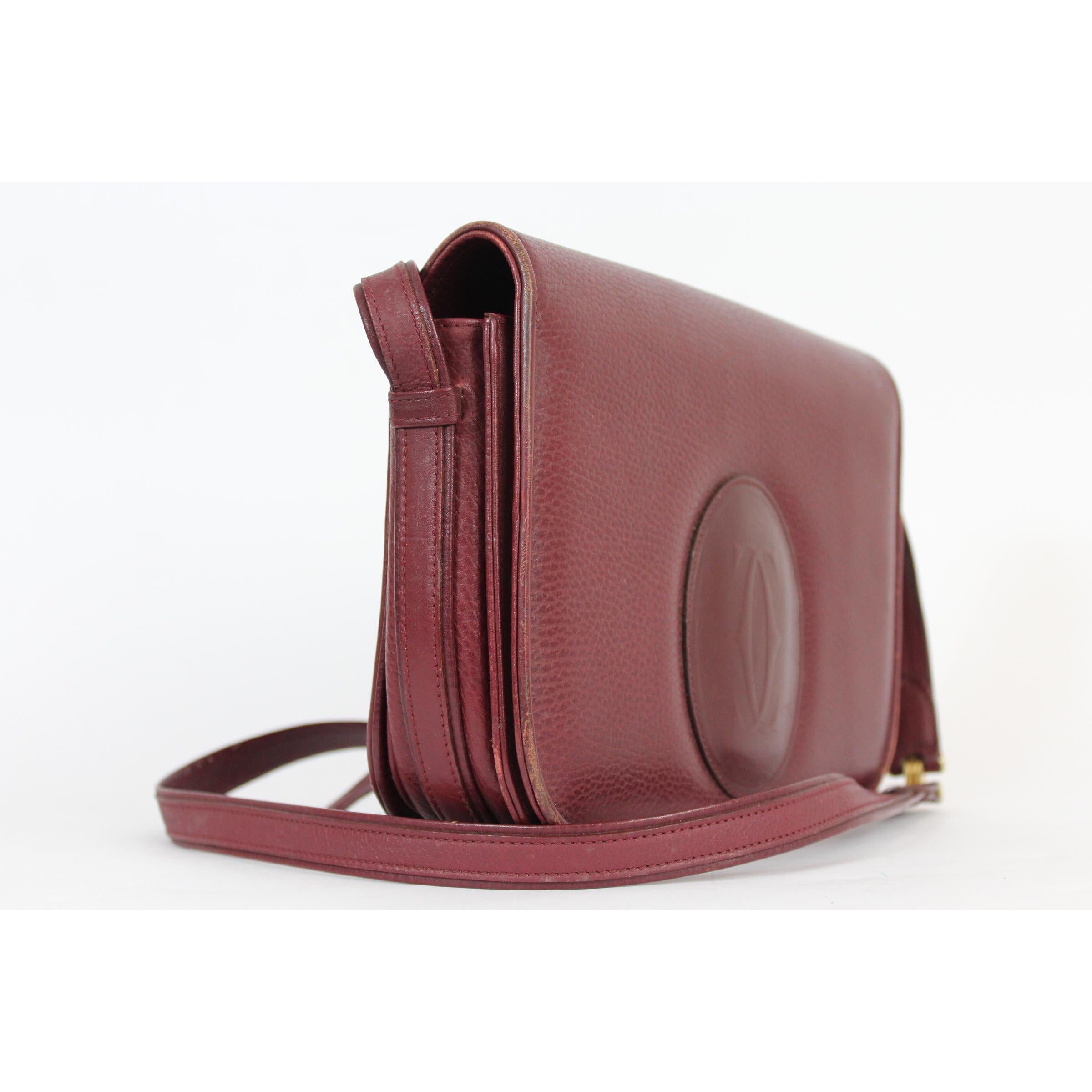 Brown Must De Cartier Burgundy Leather Shoulder Bag 1980s