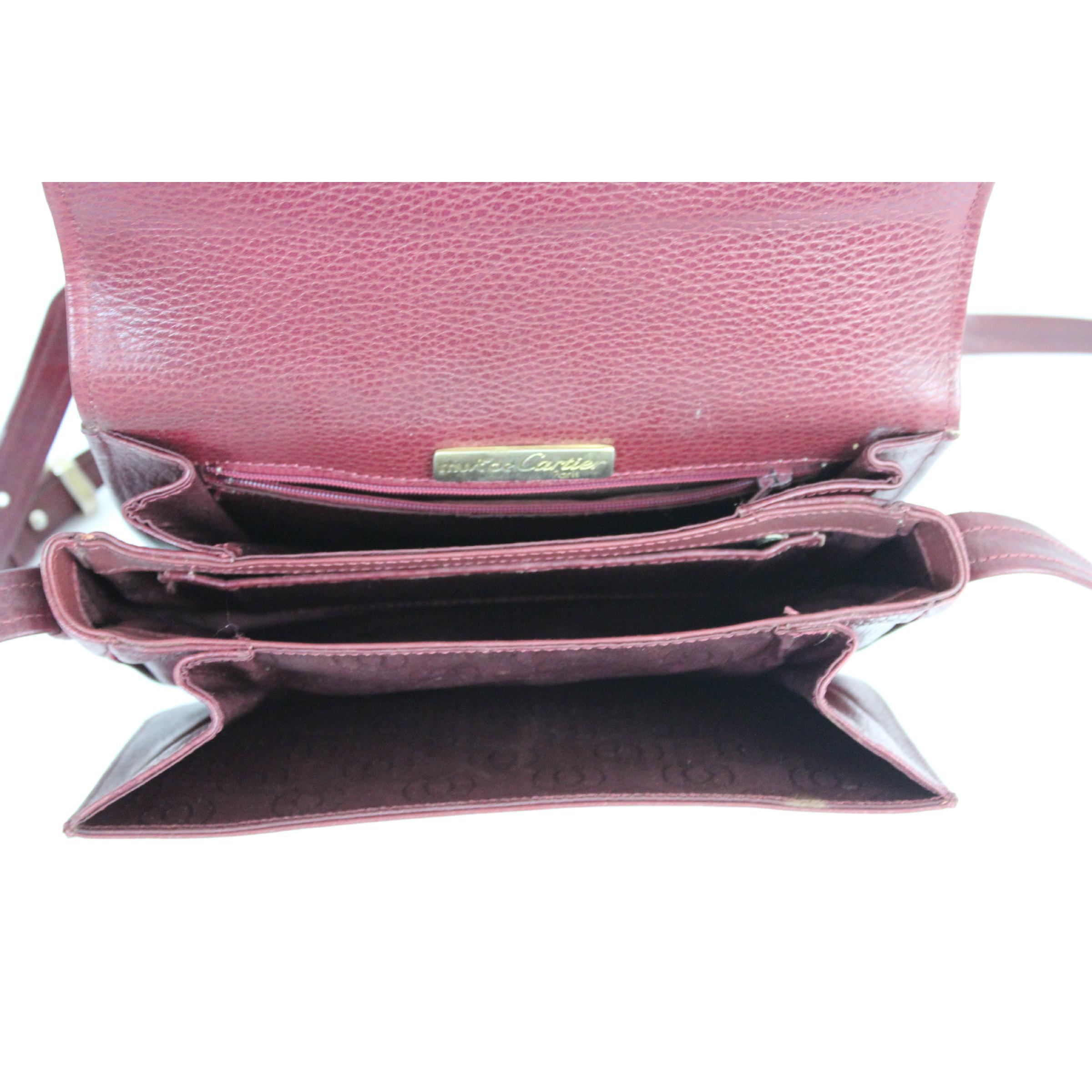 Must De Cartier Burgundy Leather Shoulder Bag 1980s 1