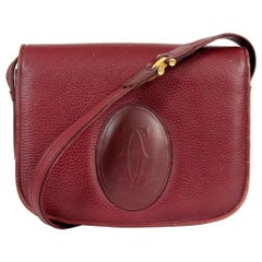 Vintage Must De Cartier Burgundy Leather Shoulder Bag 1980s