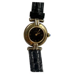 Orologio da polso Must de Cartier Colisée in vermeil con movimento al quarzo, quadrante nero, CIRCA 1990