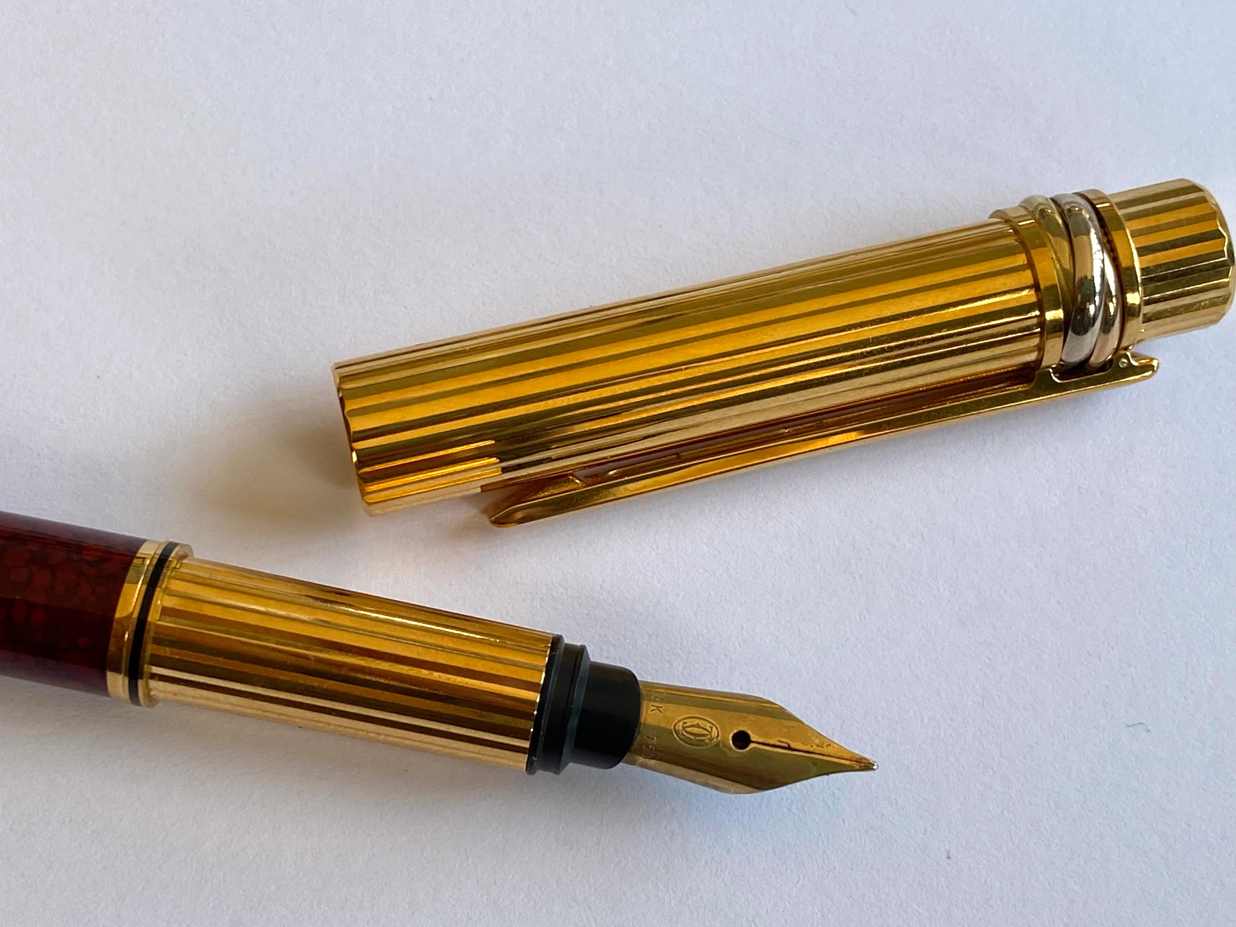 Must de Cartier Fountain Pen 18 Kt Gold In Excellent Condition In Palermo, IT