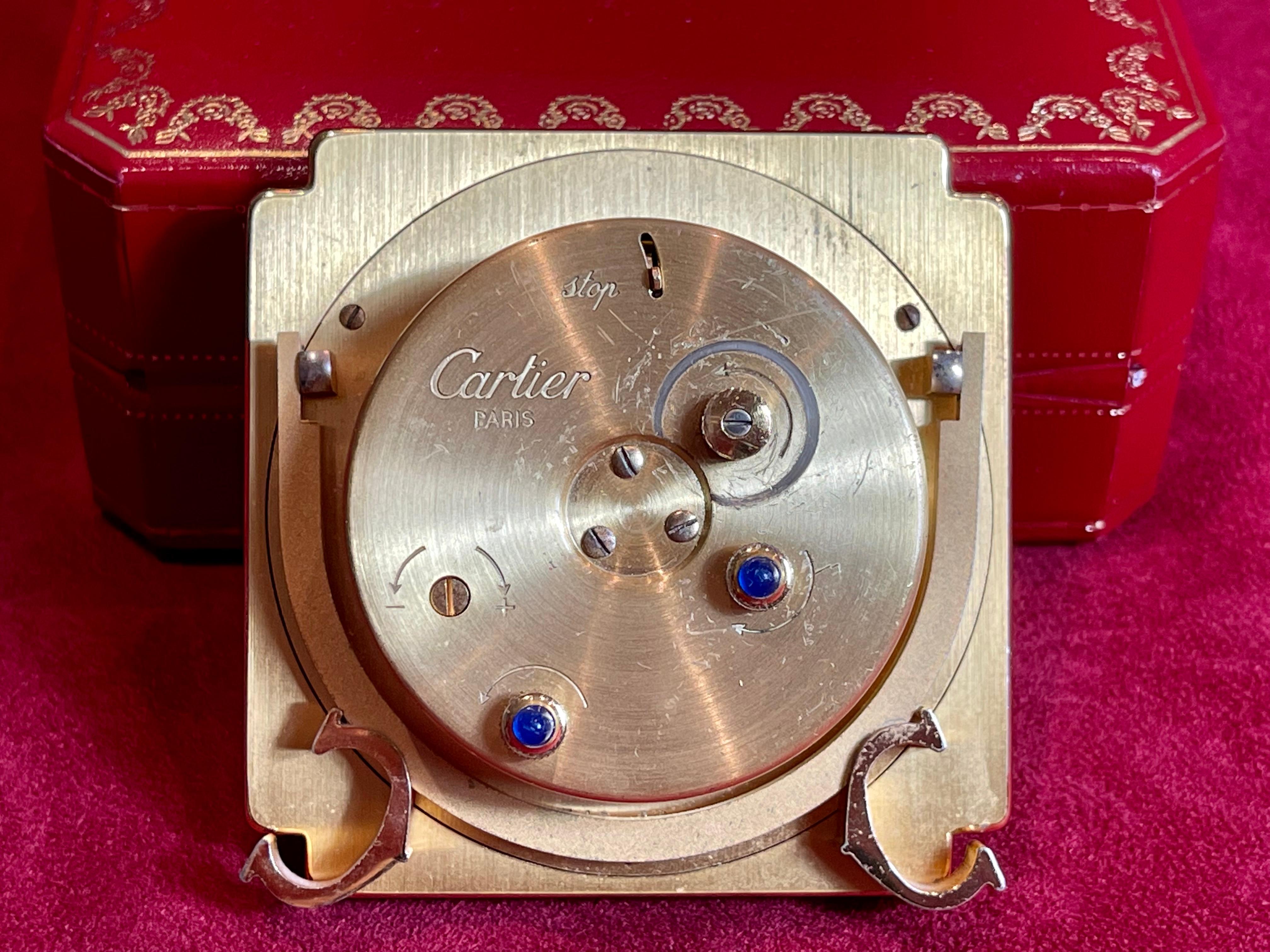 Must de Cartier, Gold Metal & Black Lacquer Clock, 20th Century 6