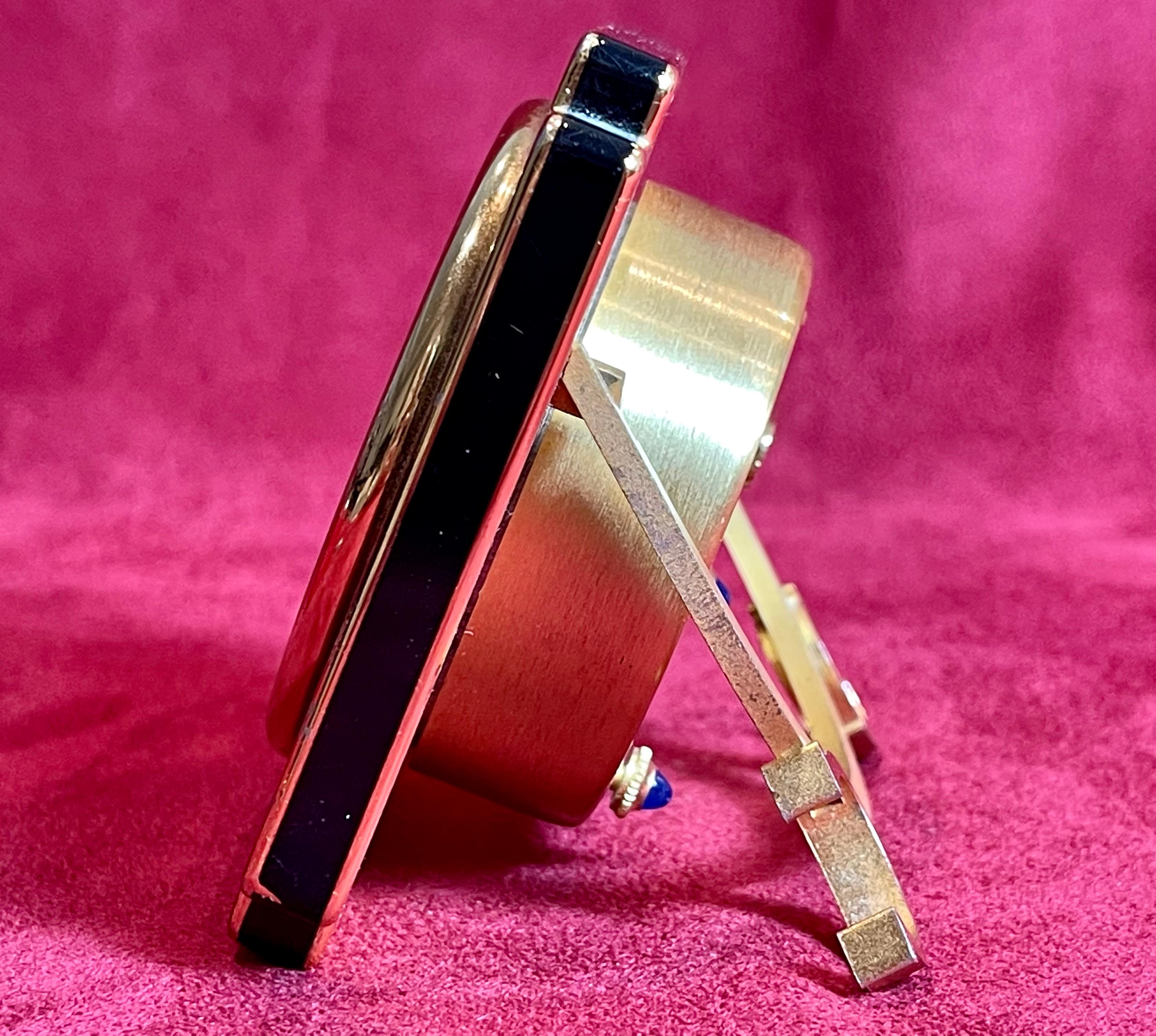 Must de Cartier, Gold Metal & Black Lacquer Clock, 20th Century 2
