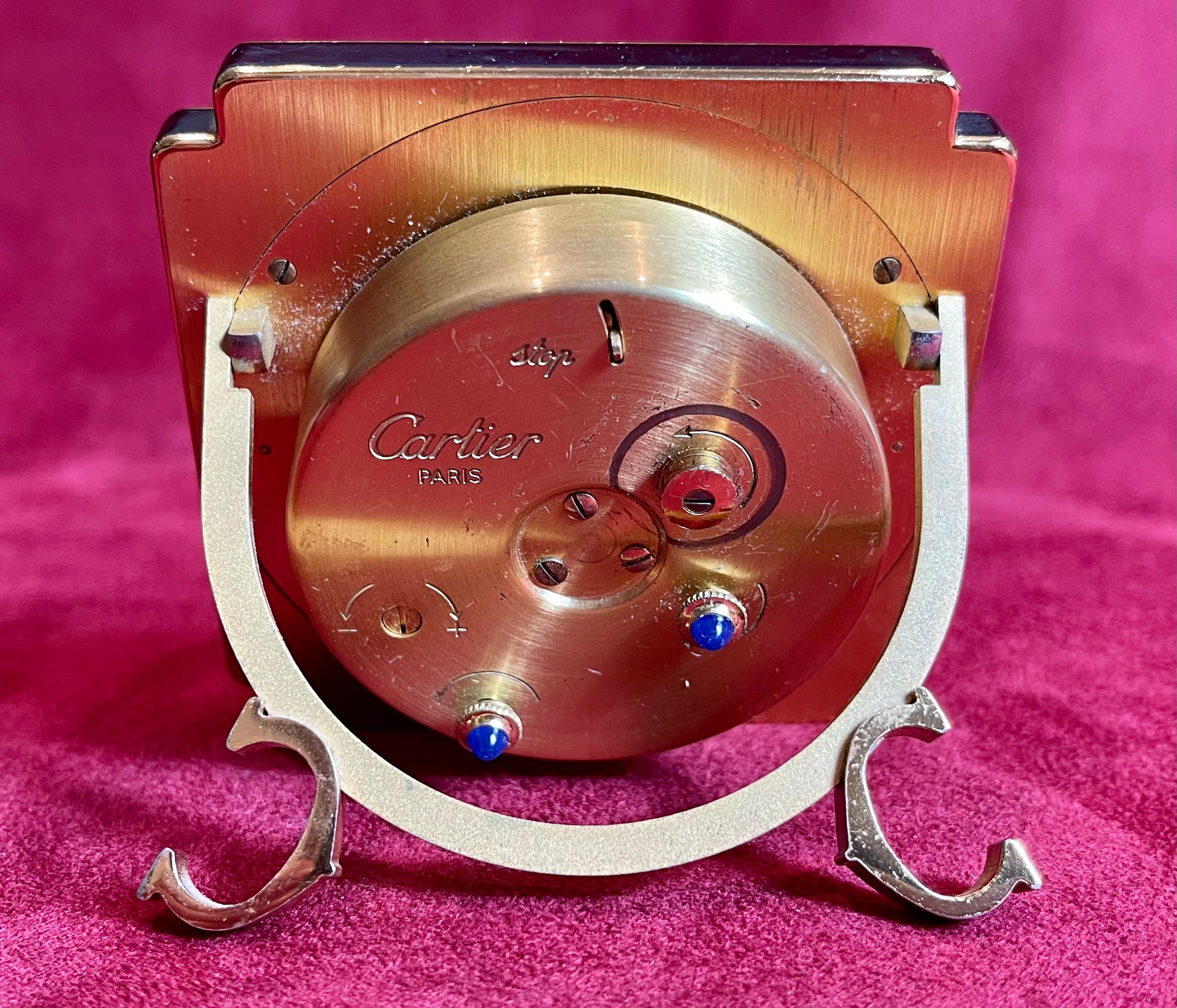 Must de Cartier, Gold Metal & Black Lacquer Clock, 20th Century 3