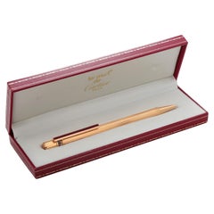 Must De Cartier Gold-Plated Ballpoint Pen Ribbed Surface Twisted Clip #356243