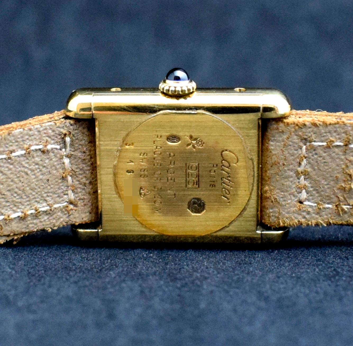 Must De Cartier Gold Plated Tank Tri-Color Dial w/ Original Guarantee, 1982's 2