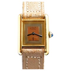 Must De Cartier Gold Plated Tank Tri-Color Dial w/ Original Guarantee, 1982's