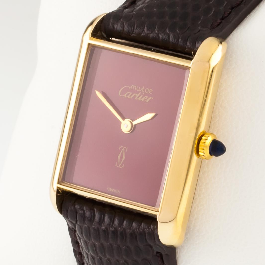 burgundy cartier watch