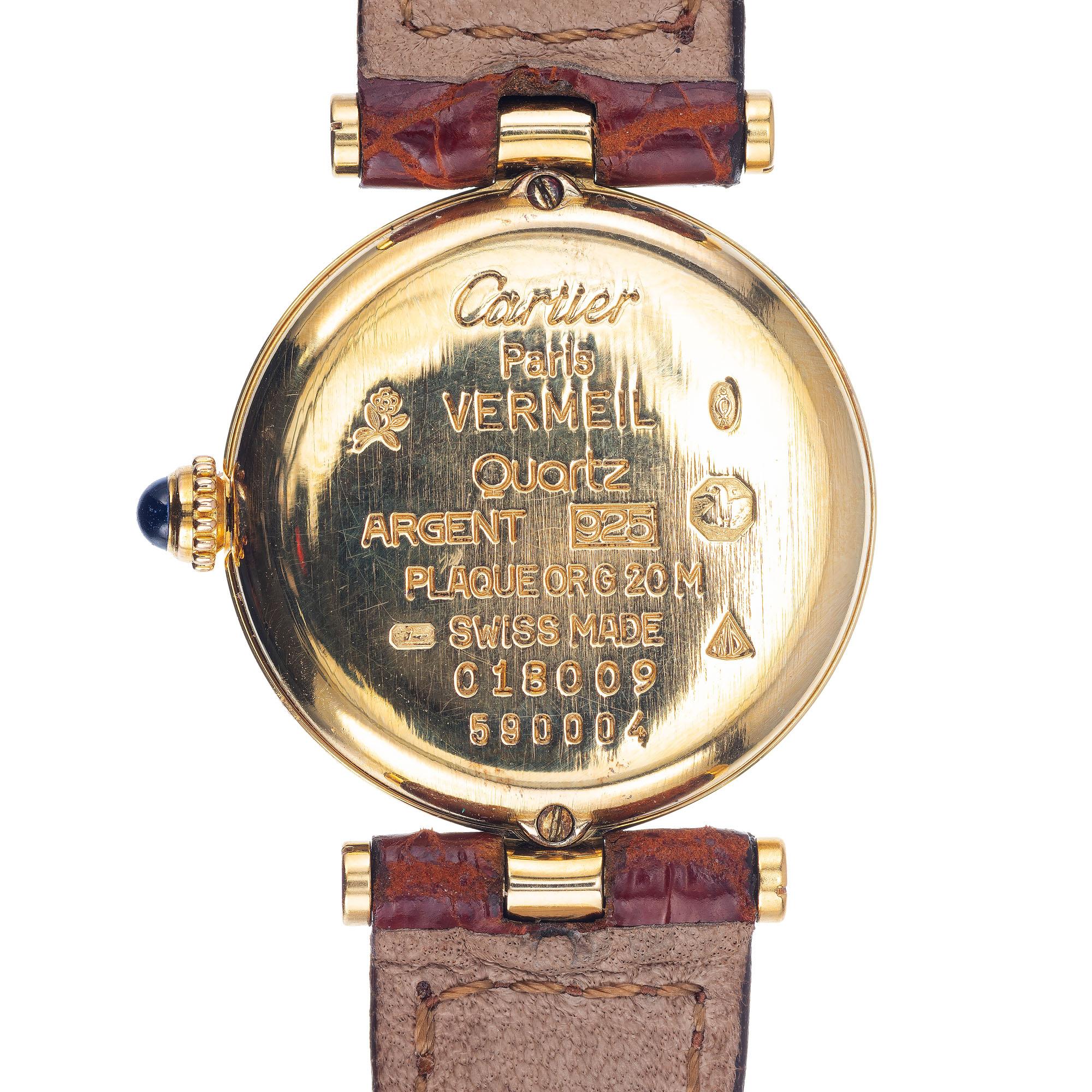 Must de Cartier Ladies Vermeil Gold Plate Sterling Silver Wristwatch 1