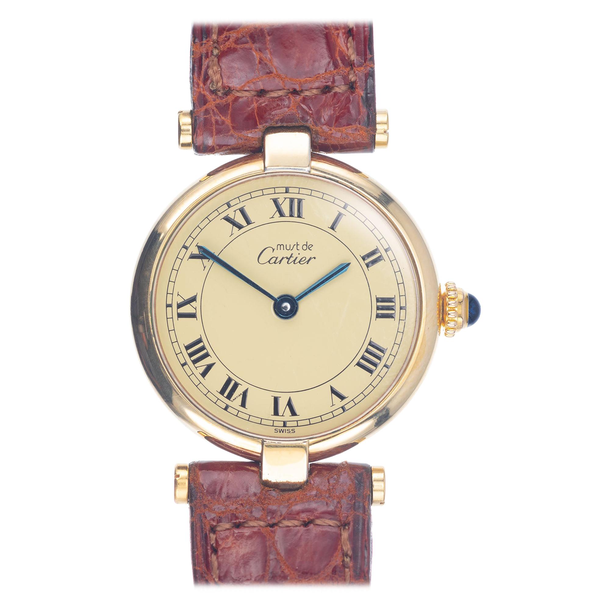Must de Cartier Ladies Vermeil Gold Plate Sterling Silver Wristwatch