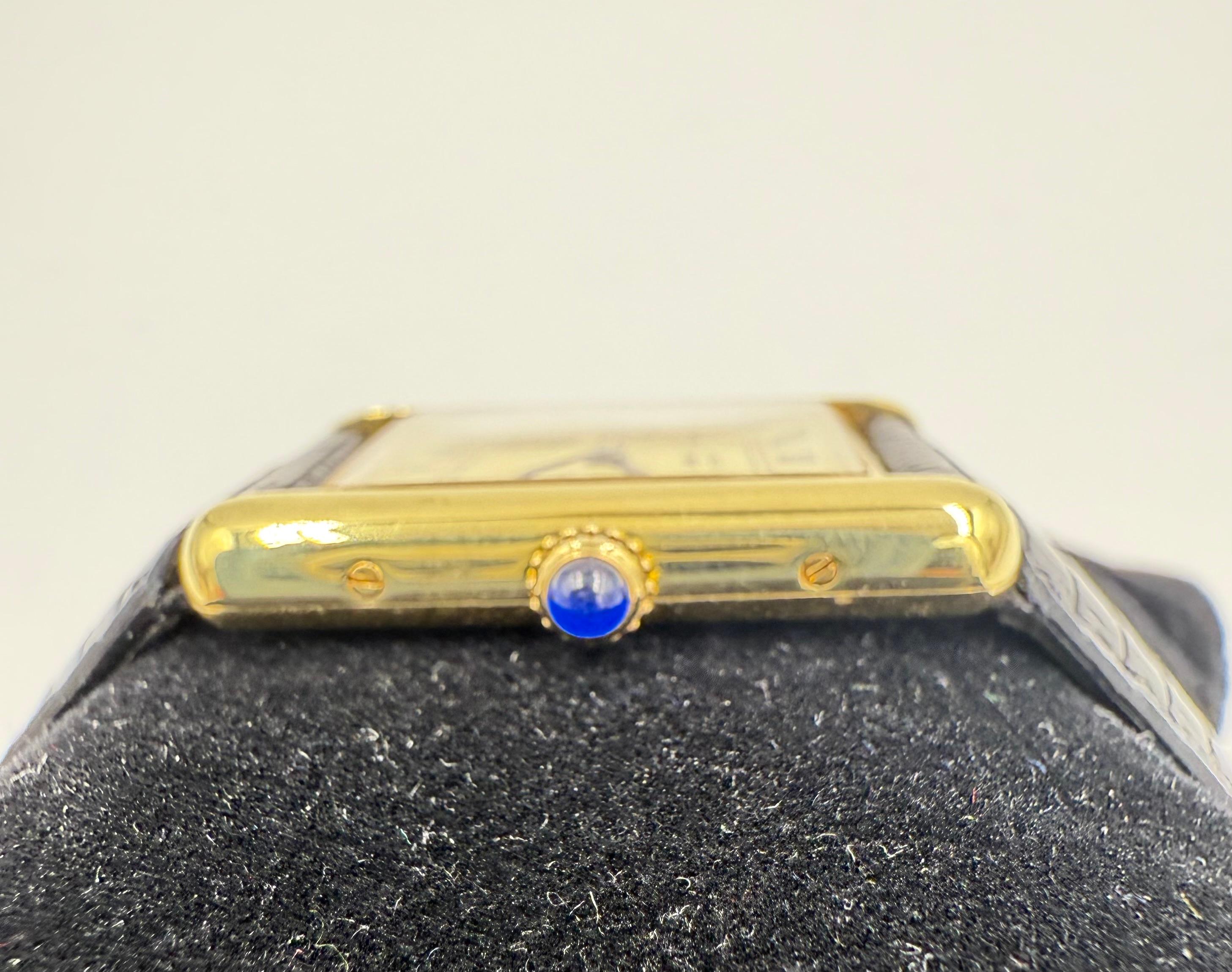 Must de Cartier Large Tank Vermeil Quartz Wristwatch Circa 1990 en vente 1