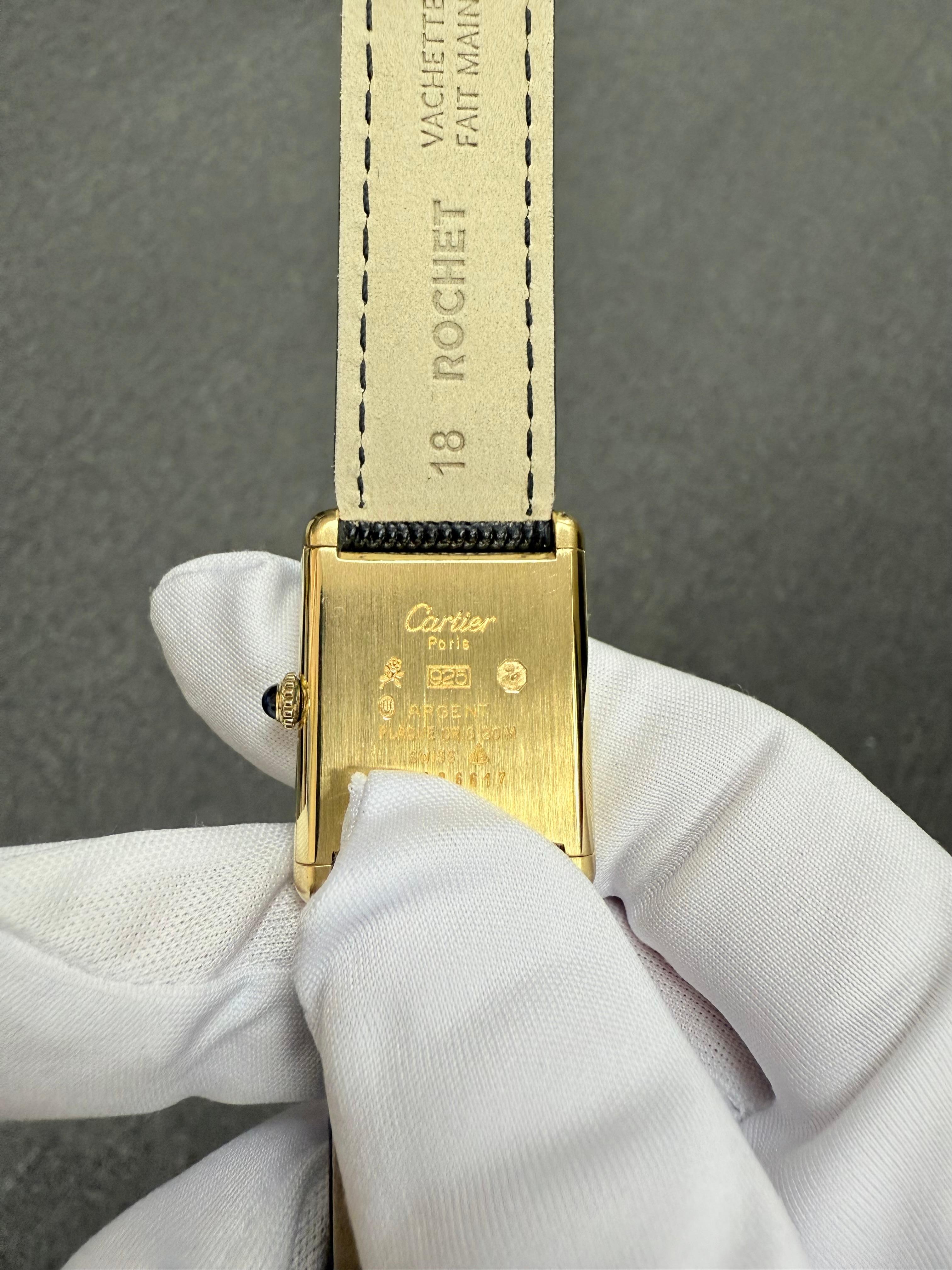 Must de Cartier Montre-bracelet Large Tank Vermeil TriColor Dial en vente 7