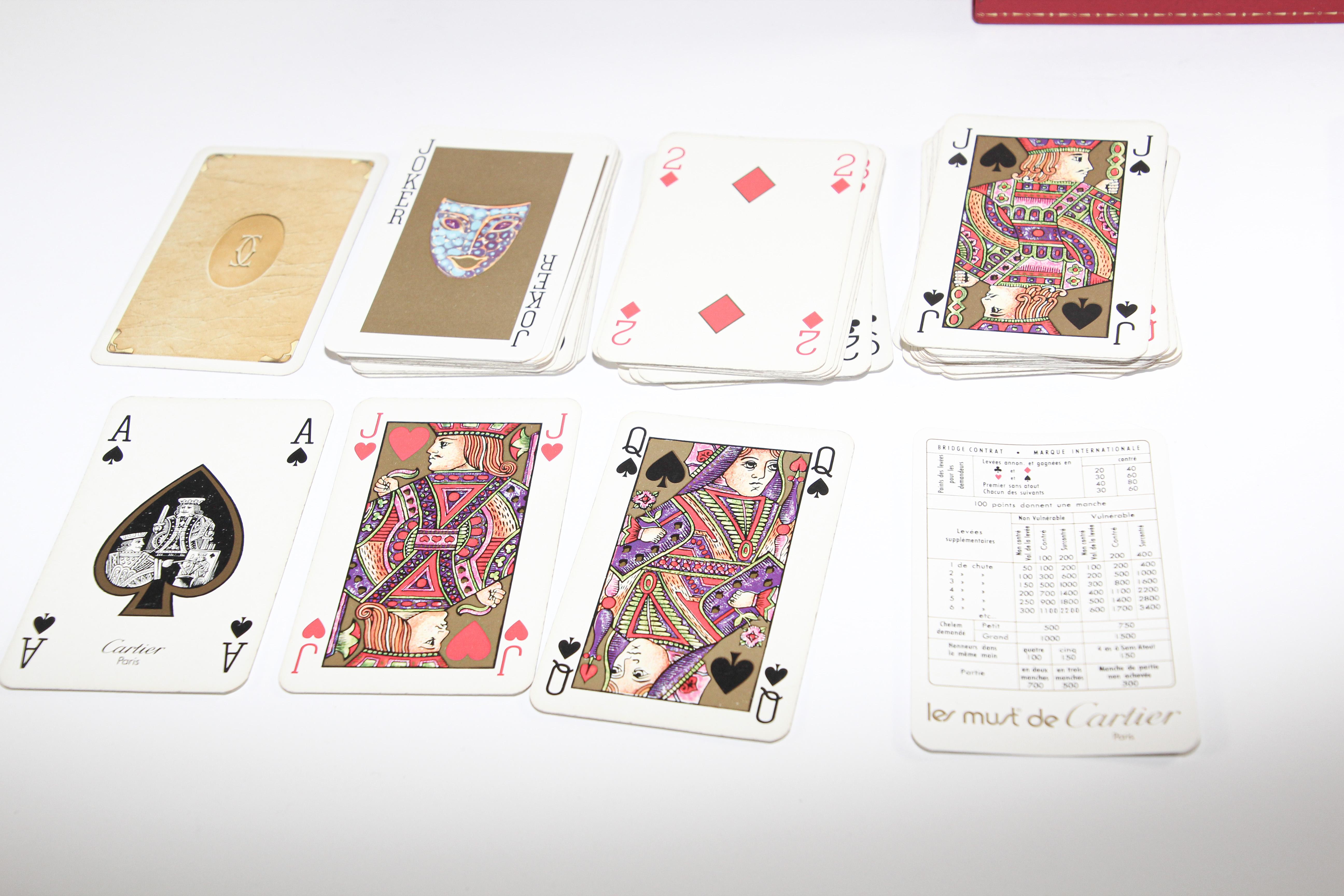 Paper Must De Cartier Paris Vintage Playing Poker or Bridge Cards in Red Original Box