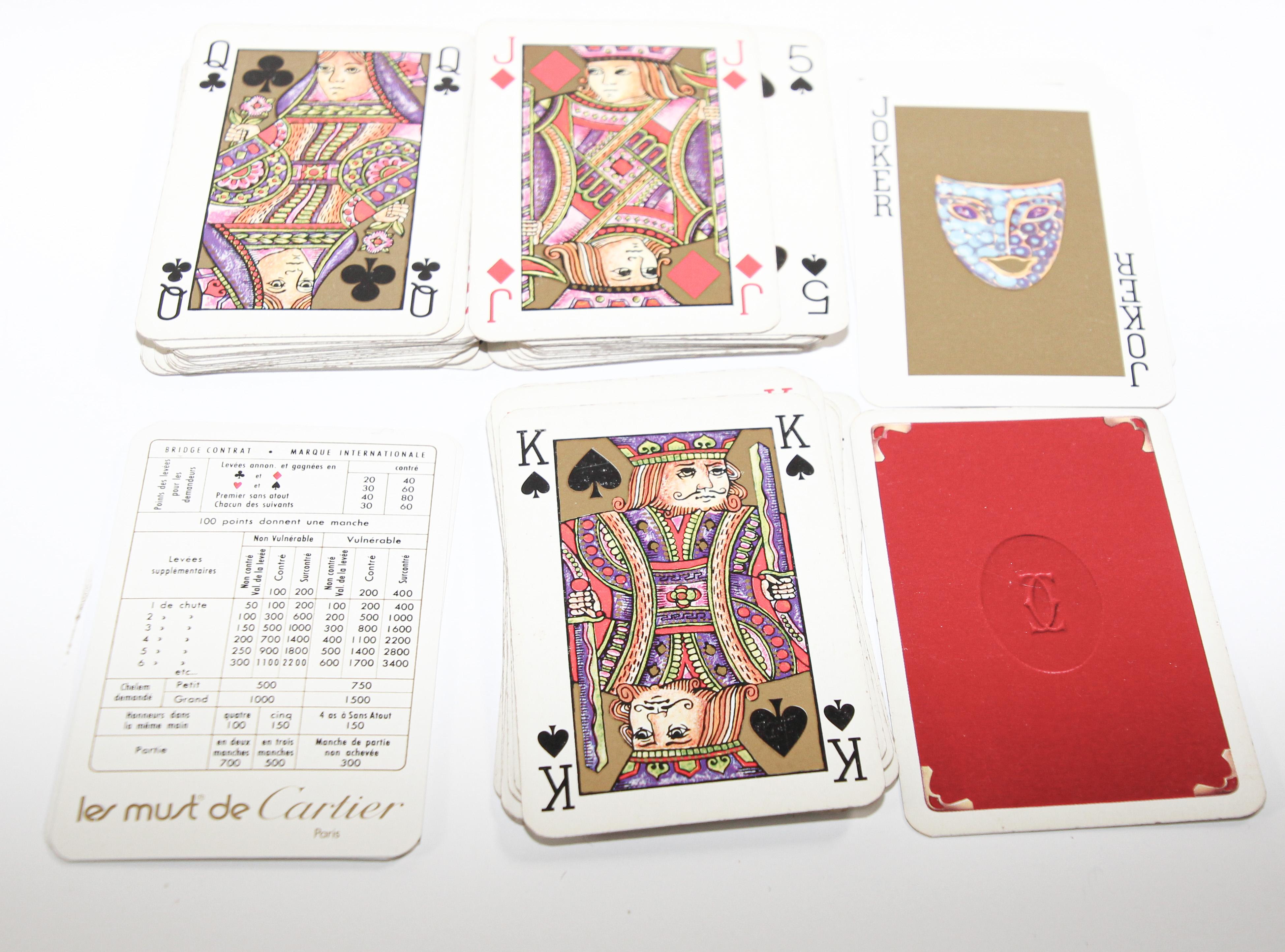 Must De Cartier Paris Vieille carte de poker ou bridge dans une boite originale rouge 4