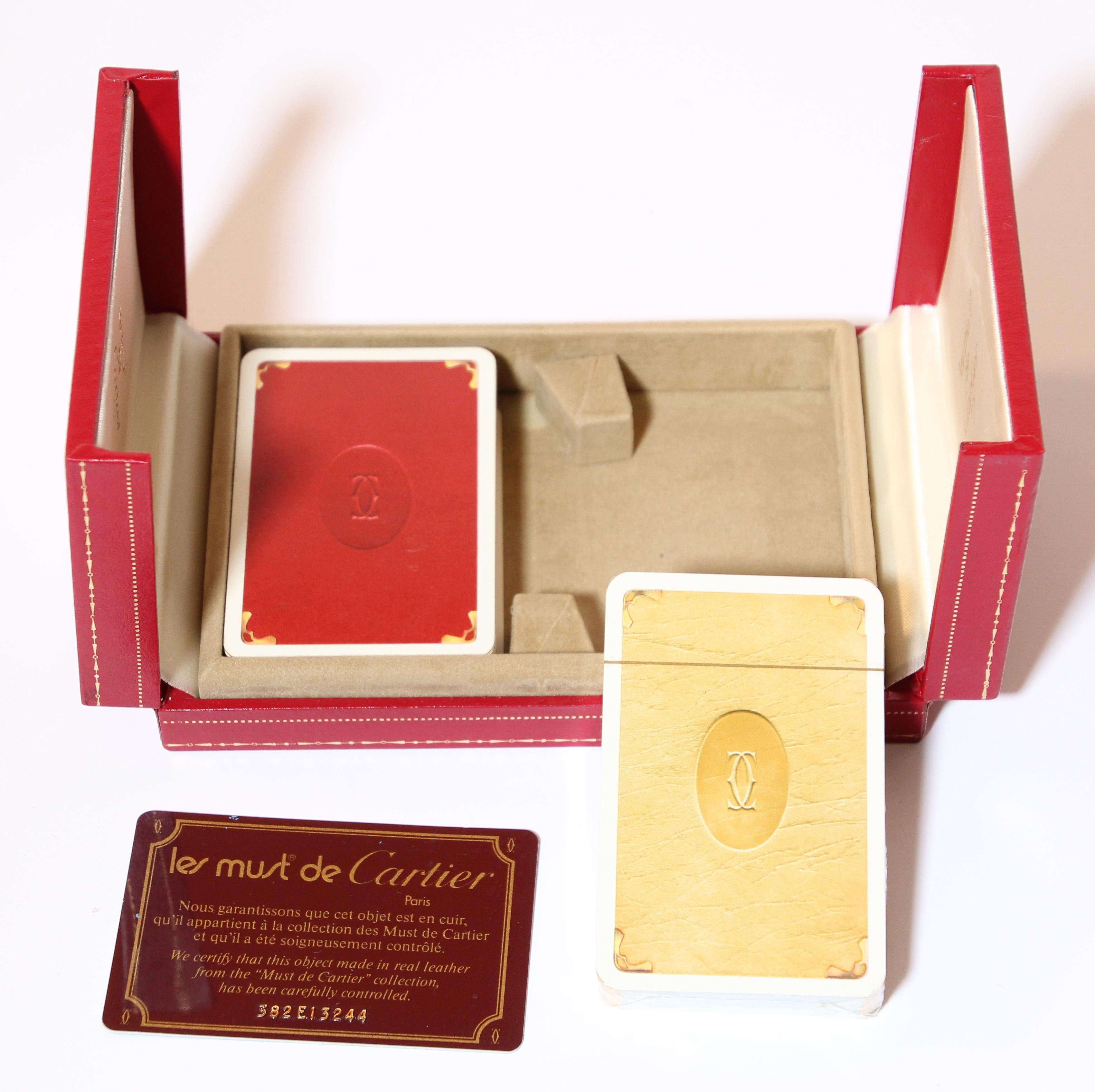 Must de Cartier Paris Vintage Playing Poker or Bridge Cards in Red Original Box In Good Condition In North Hollywood, CA