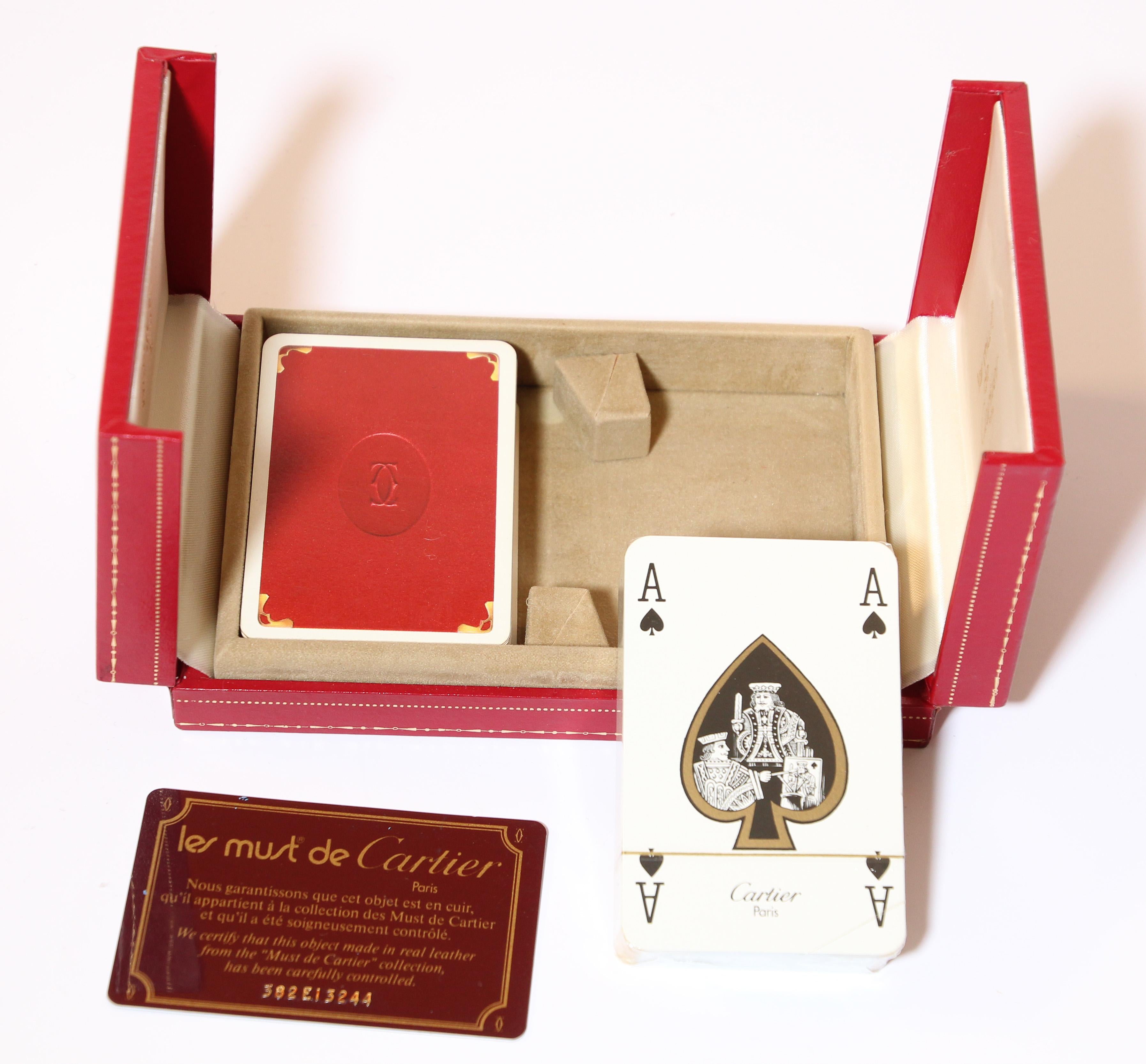20th Century Must de Cartier Paris Vintage Playing Poker or Bridge Cards in Red Original Box