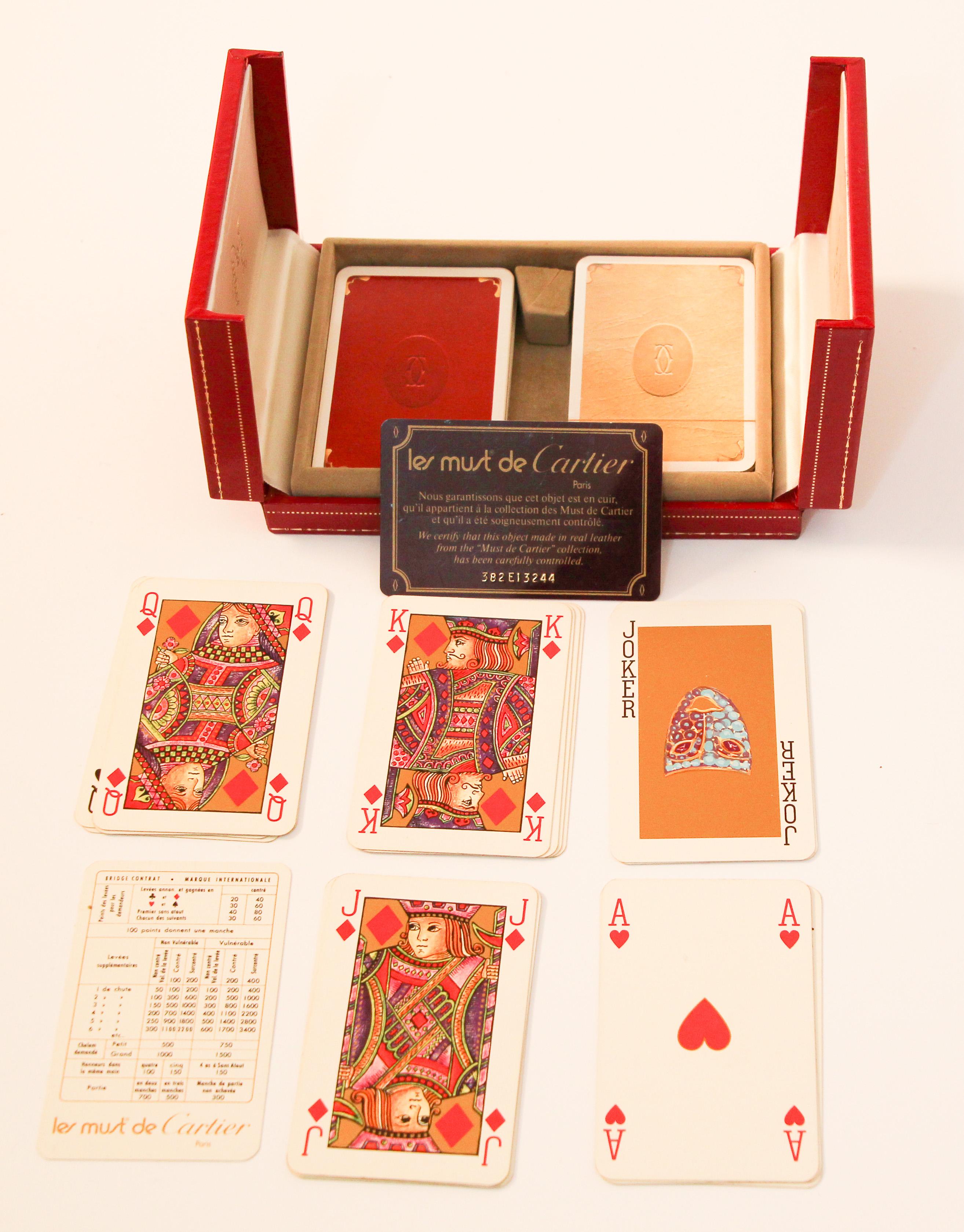 Paper Must de Cartier Paris Vintage Playing Poker or Bridge Cards in Red Original Box