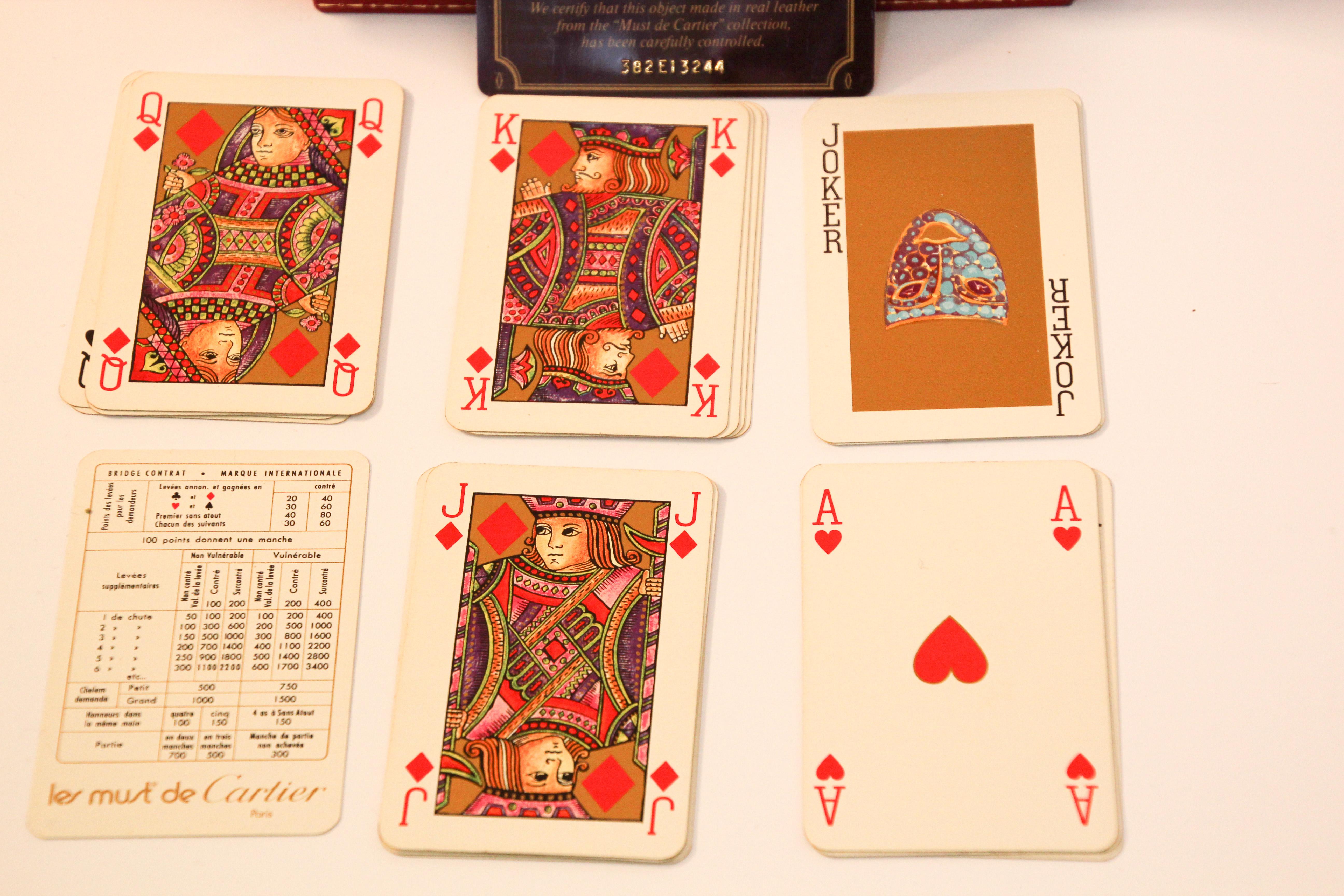 Must de Cartier Paris Vintage Playing Poker or Bridge Cards in Red Original Box 1