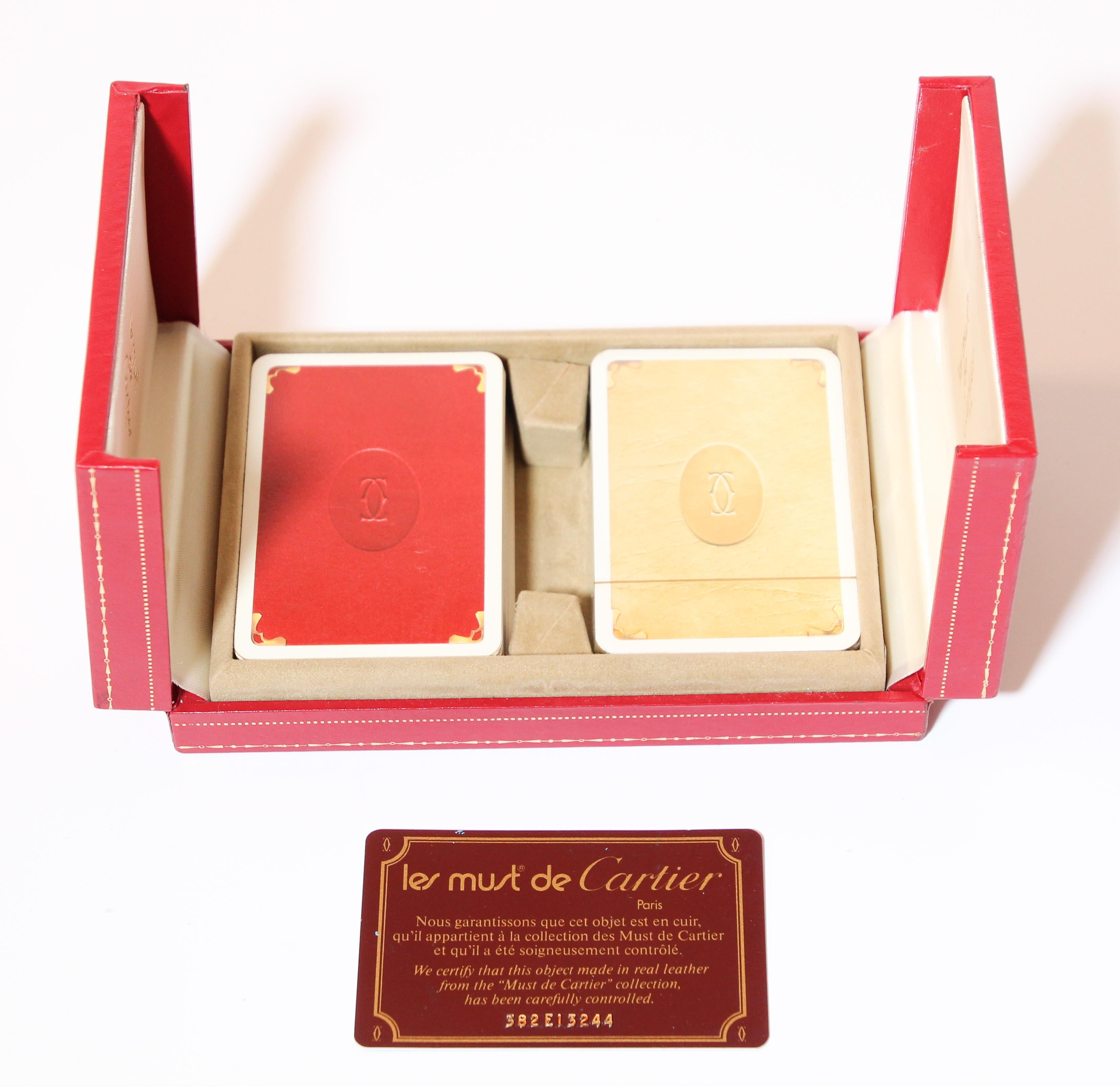 Must de Cartier Paris Vintage Playing Poker or Bridge Cards in Red Original Box 2