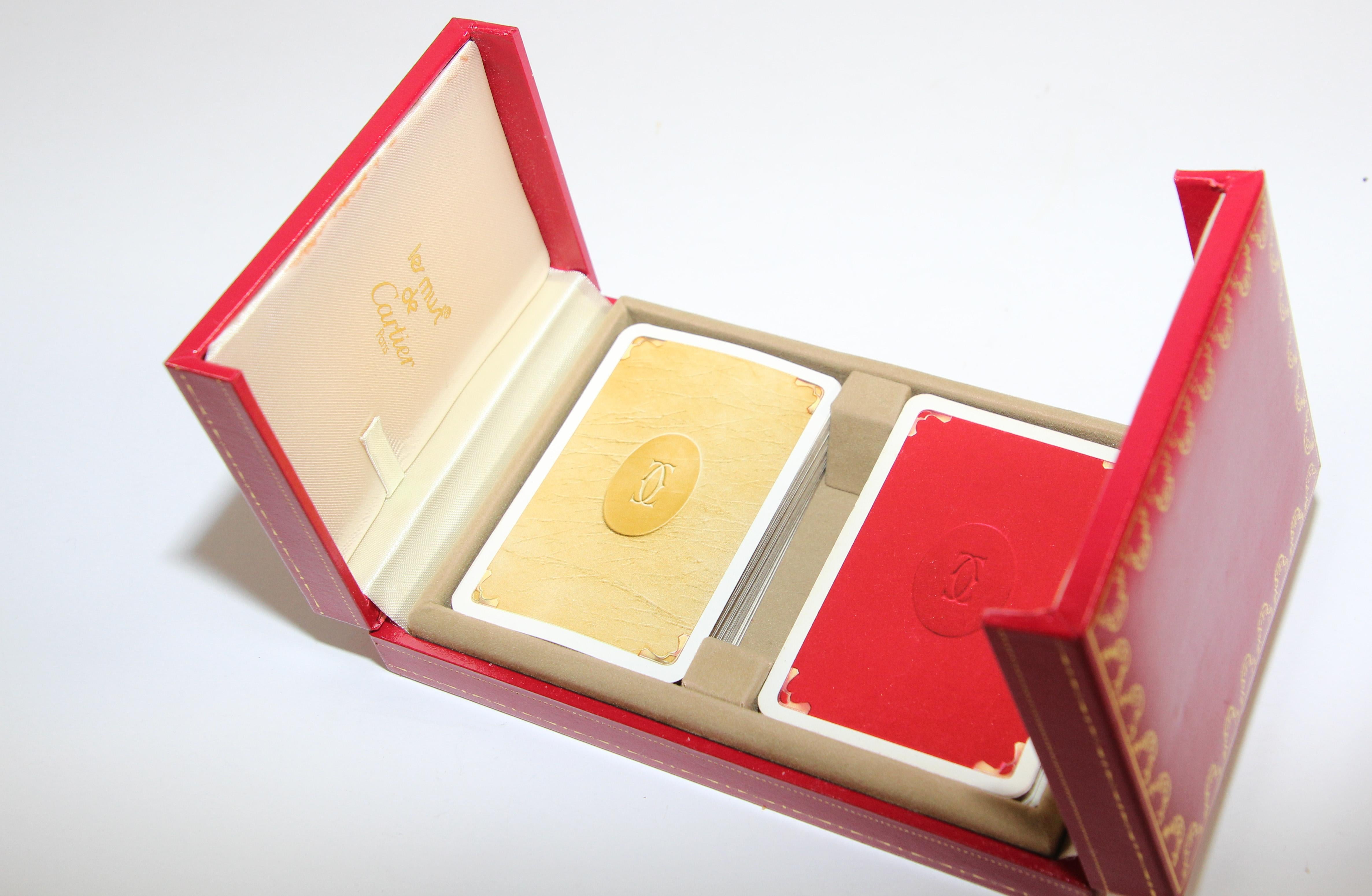 Mid-Century Modern Must De Cartier Paris Vintage Playing Poker or Bridge Cards in Red Original Box