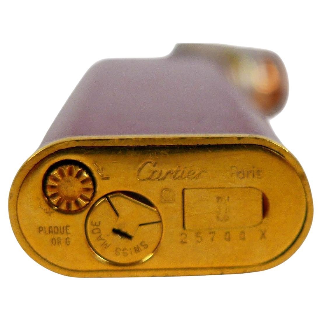 Cartier Red Lacquer 18ct Gold Plated Trinity Cigarette Lighter Box & Guarantee en venta 1