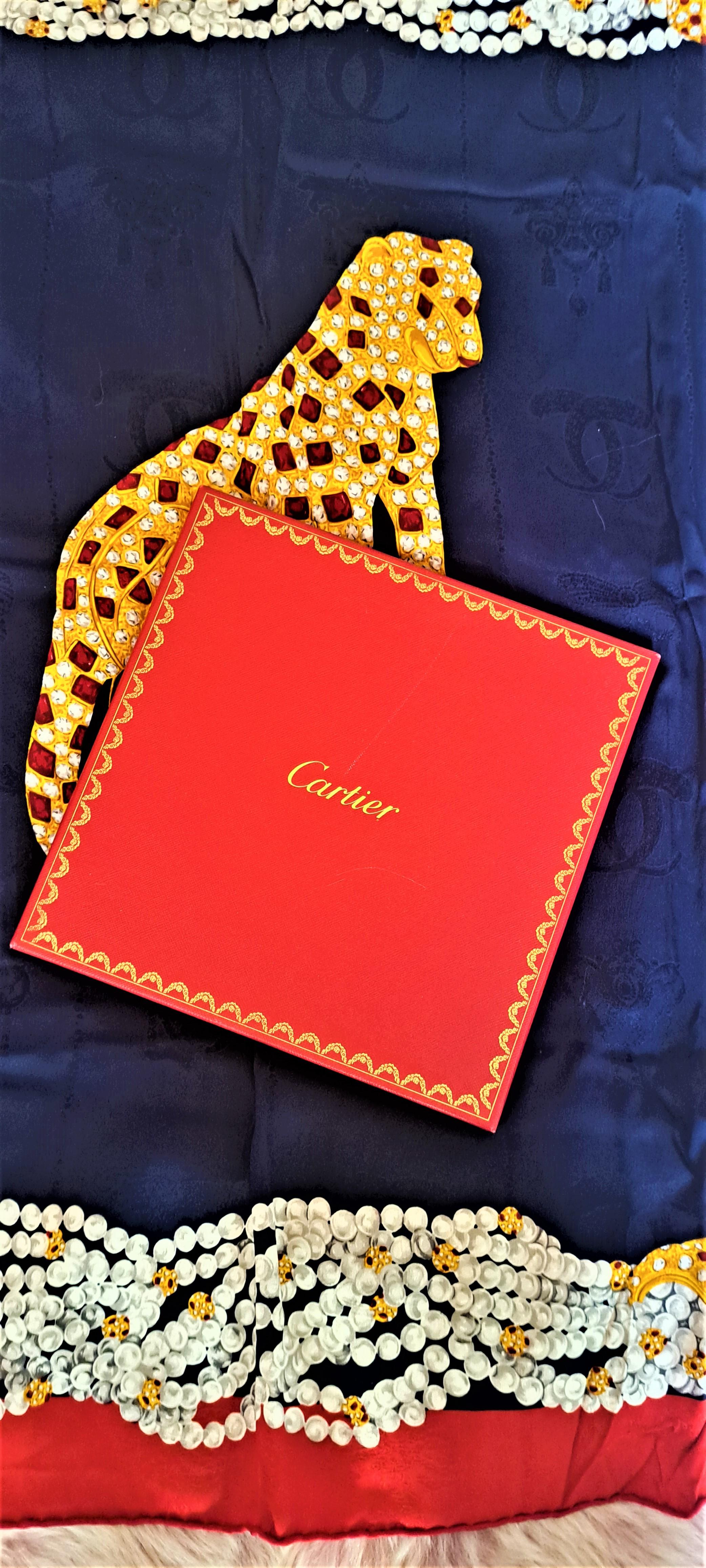 Women's or Men's Must de Cartier Scarf in Silk with Motiv Panthere Royale