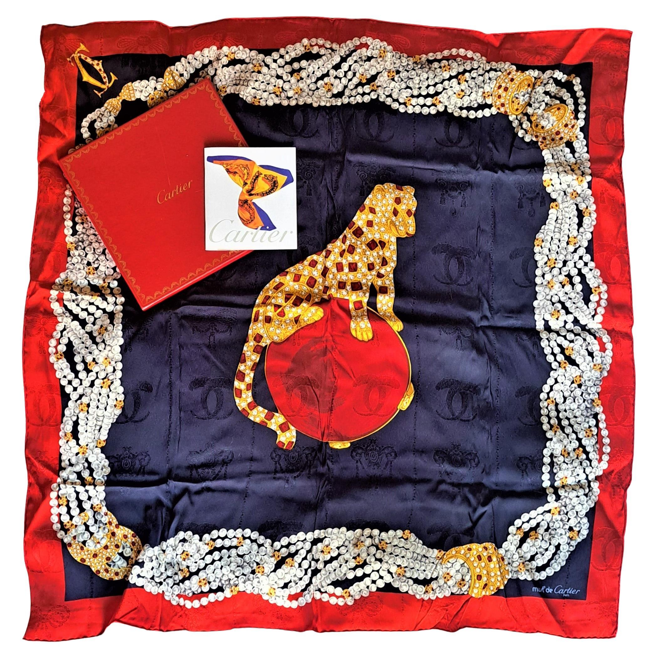 Must de Cartier Scarf in Silk with Motiv Panthere Royale
