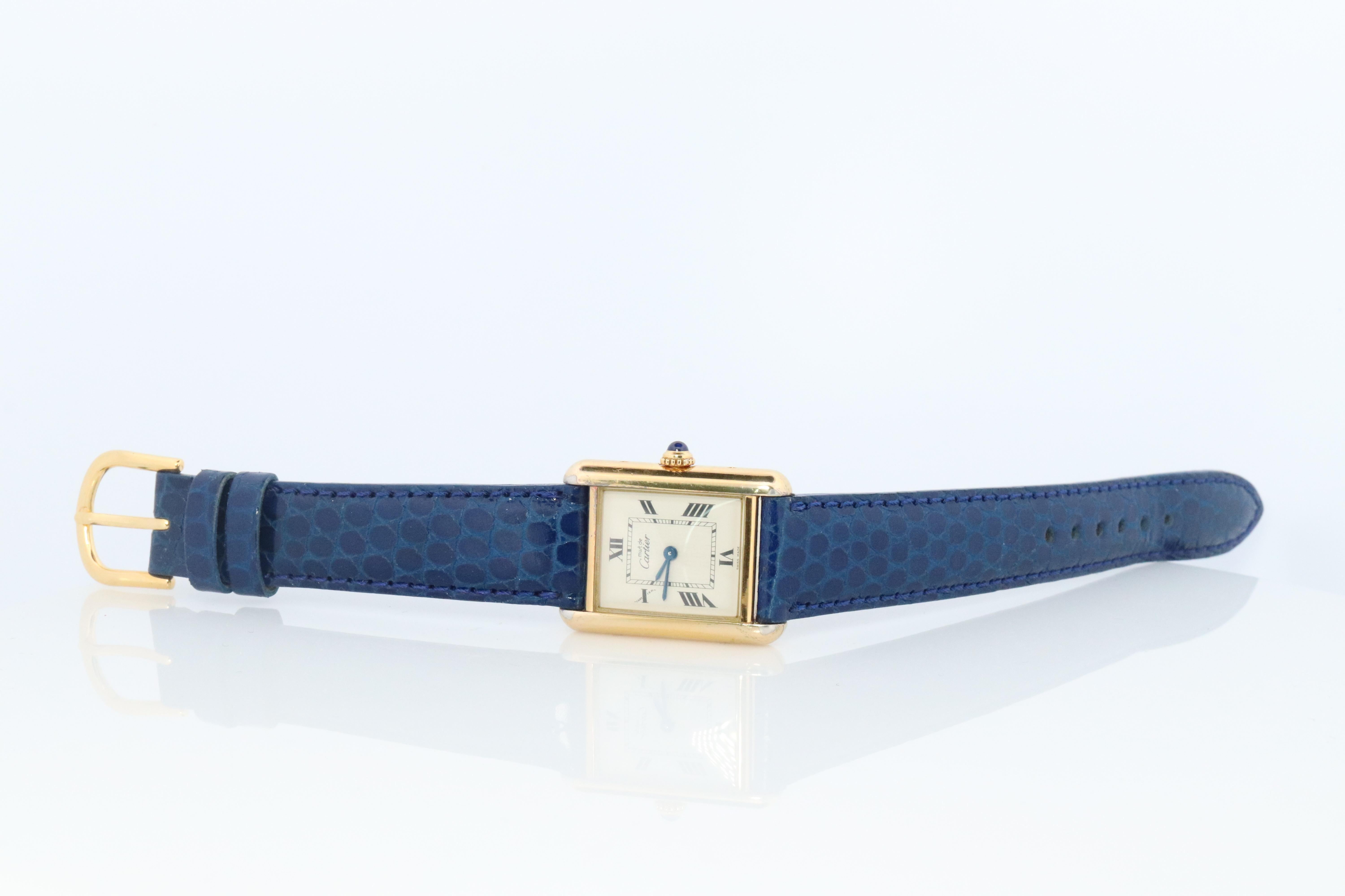 Must de Cartier Tank 2415 Watch. Vermeil ARGENT 925 Medium Tank 3