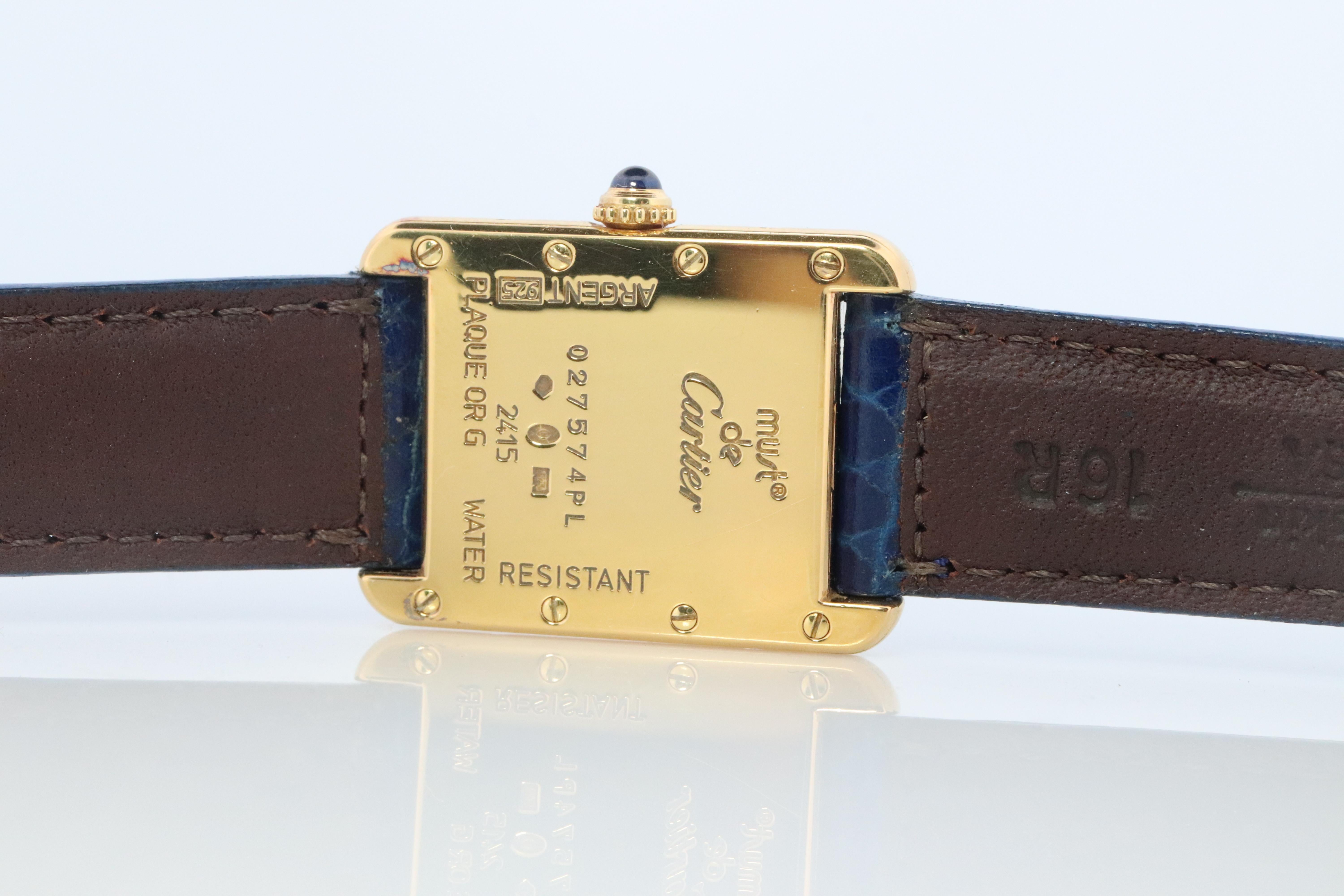 Must de Cartier Tank 2415 Watch. Vermeil ARGENT 925 Medium Tank 4