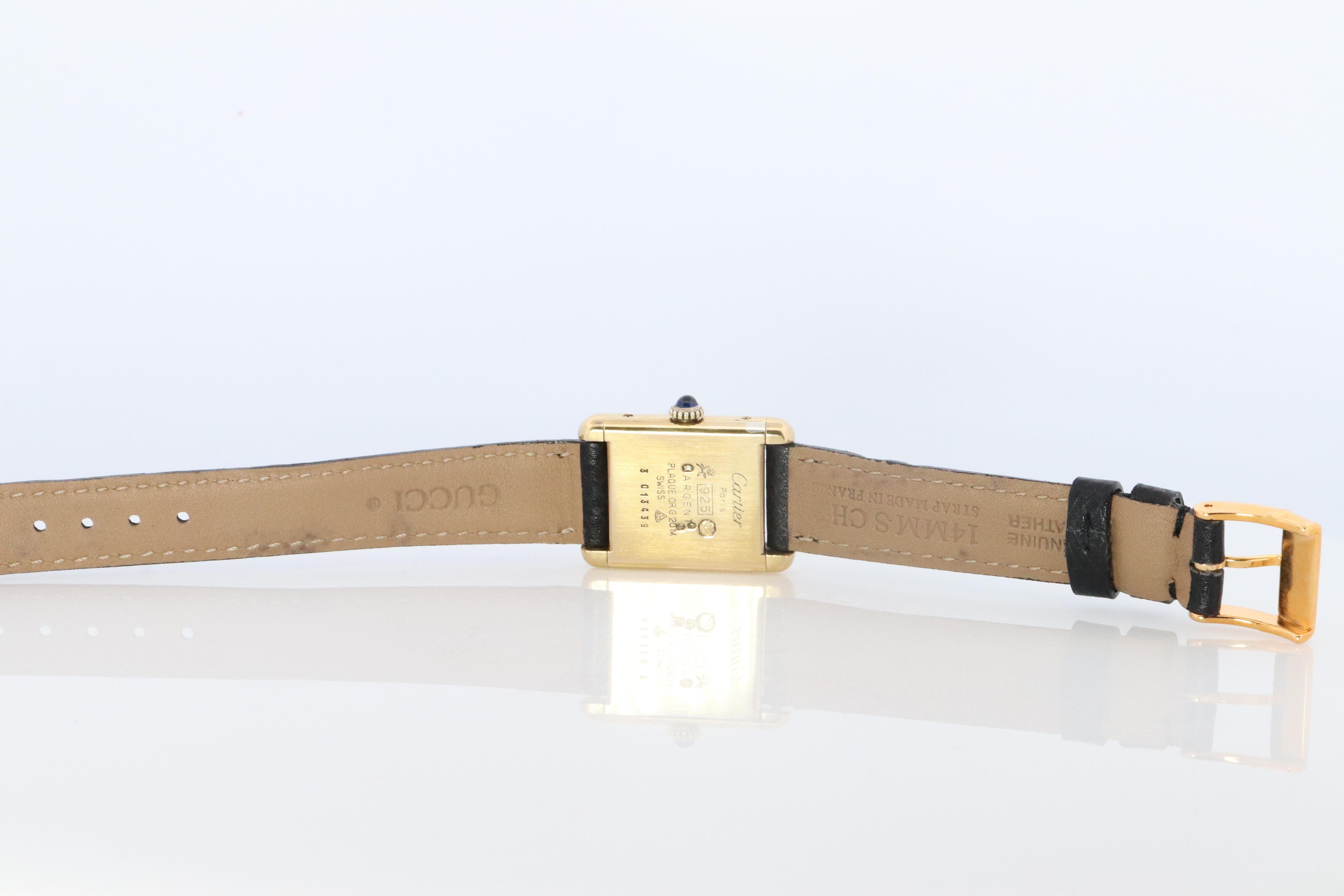 Must de Cartier Tank Black Mystery Dial. Black ARGENT 925 Small Windup Watch For Sale 3
