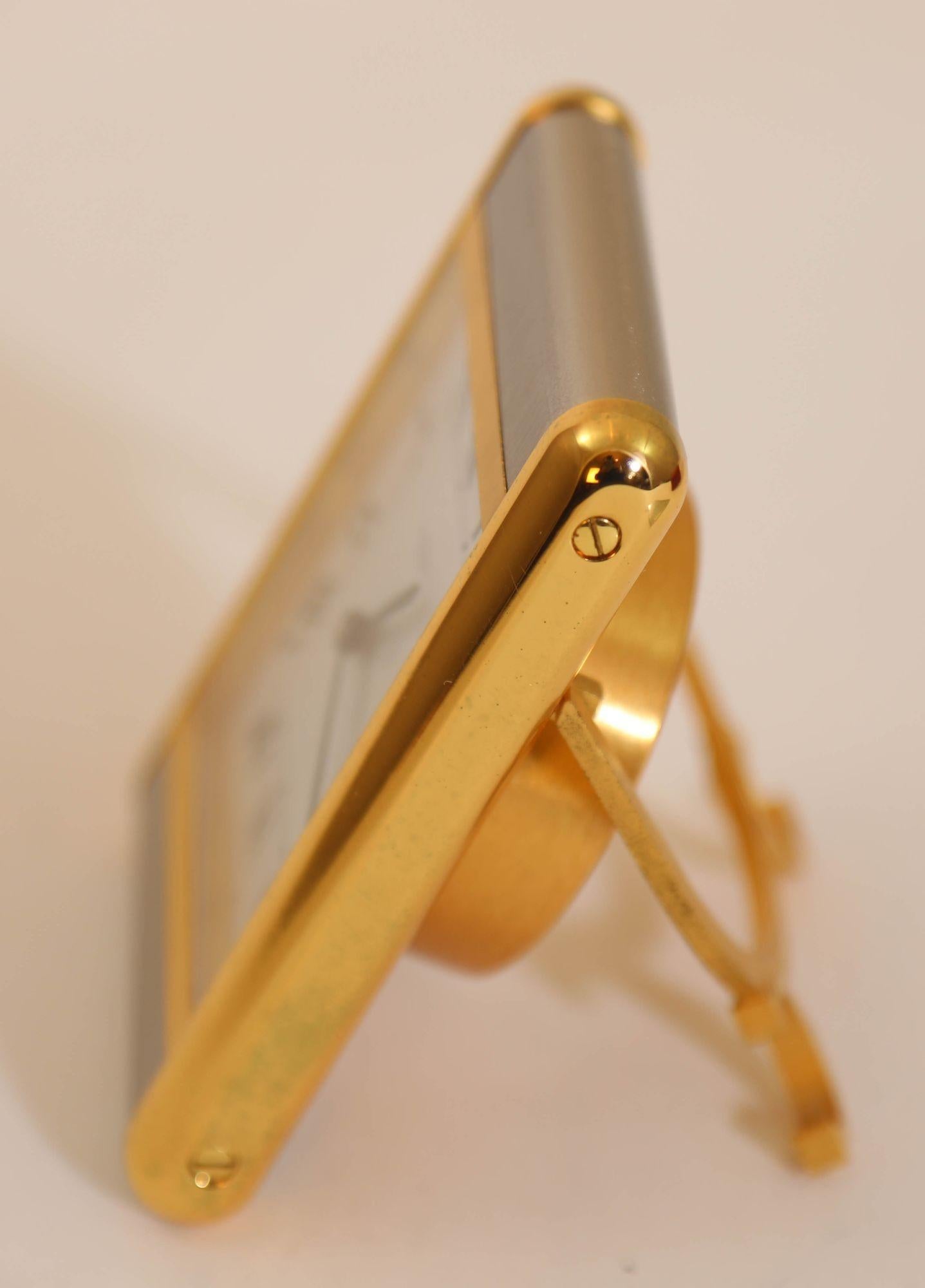Cartier Tank Desk Clock Two-Tone Gold and Steel For Sale 6