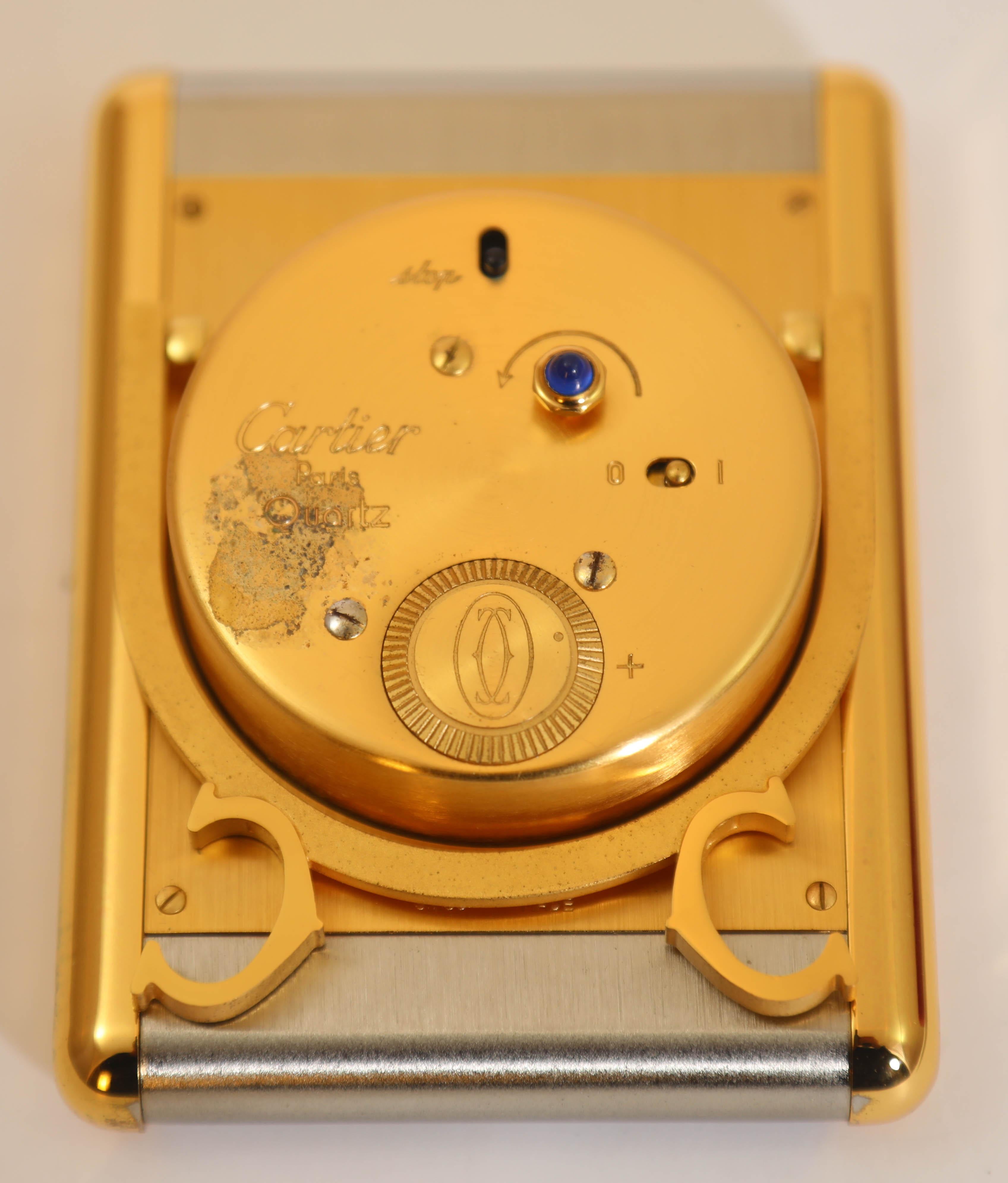 Cartier Tank Desk Clock Two-Tone Gold and Steel For Sale 8