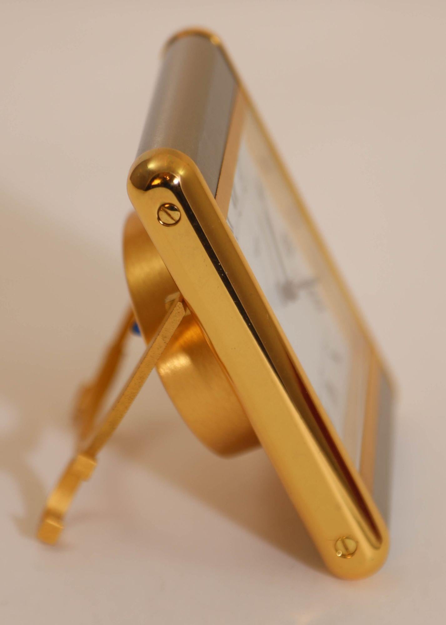 Cartier Tank Desk Clock Two-Tone Gold and Steel For Sale 7