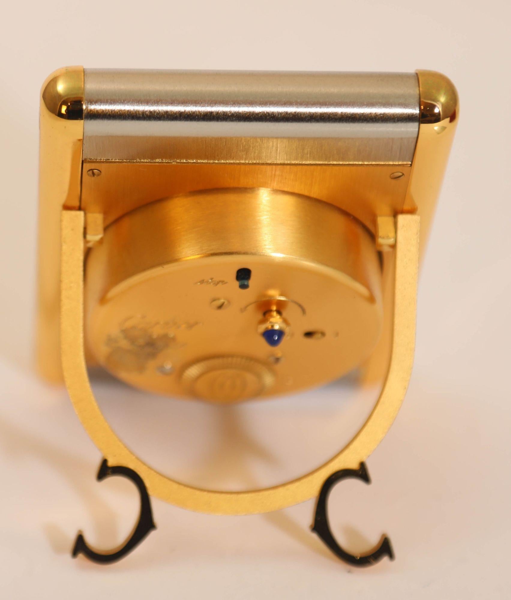 Cartier Tank Desk Clock Two-Tone Gold and Steel For Sale 8