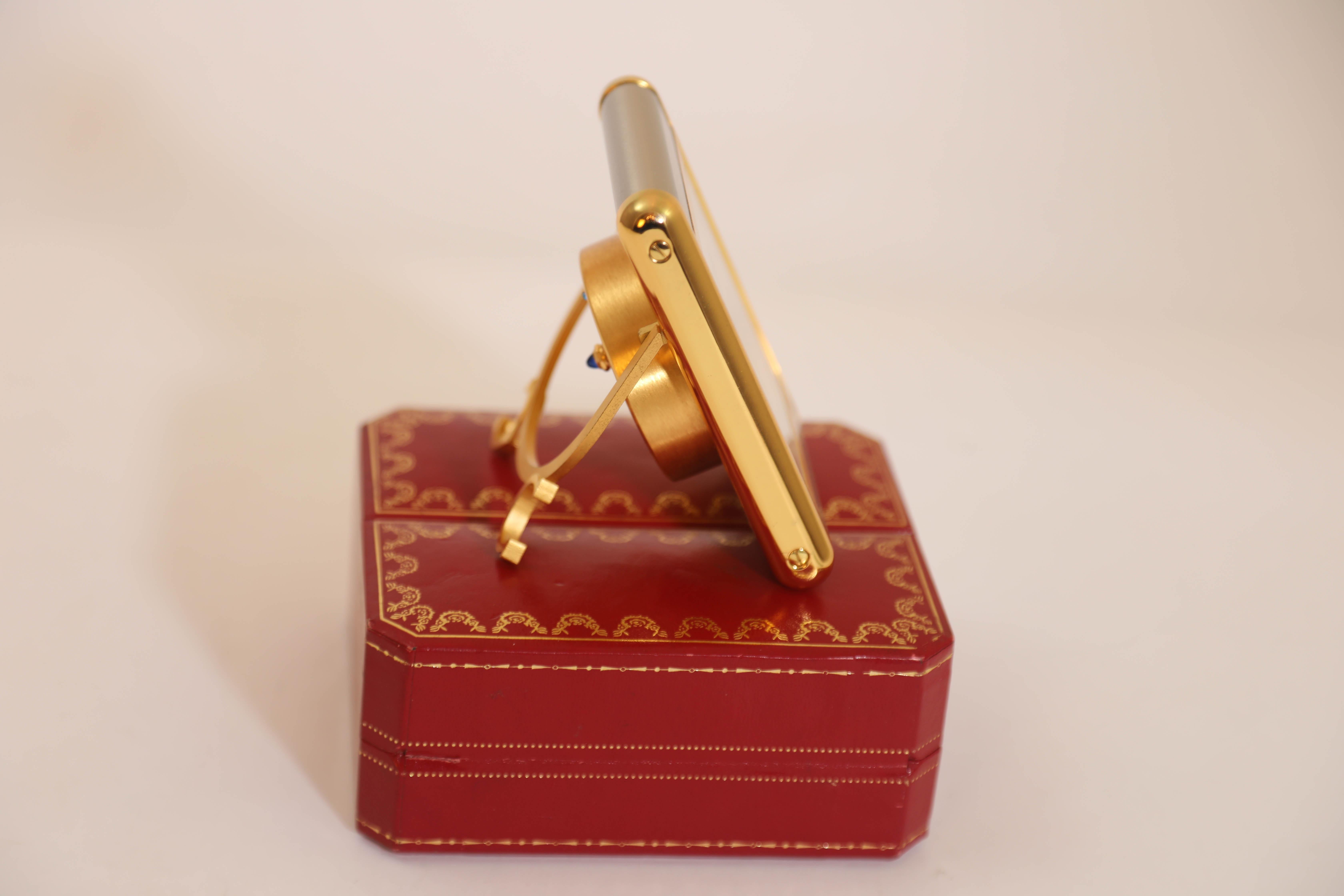 Cartier Tank Desk Clock Two-Tone Gold and Steel In Good Condition For Sale In North Hollywood, CA