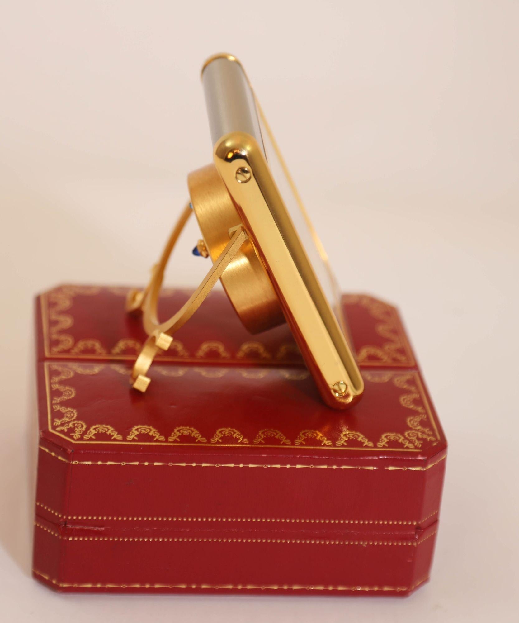 Cartier Tank Desk Clock Two-Tone Gold and Steel In Good Condition For Sale In North Hollywood, CA