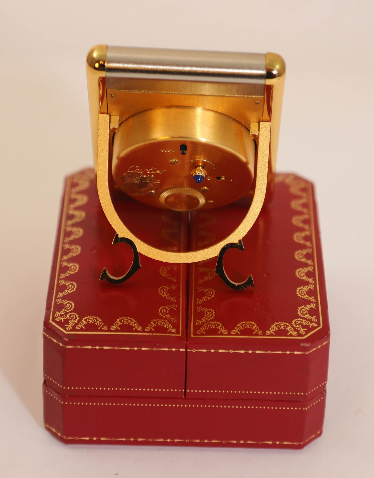 20th Century Cartier Tank Desk Clock Two-Tone Gold and Steel For Sale