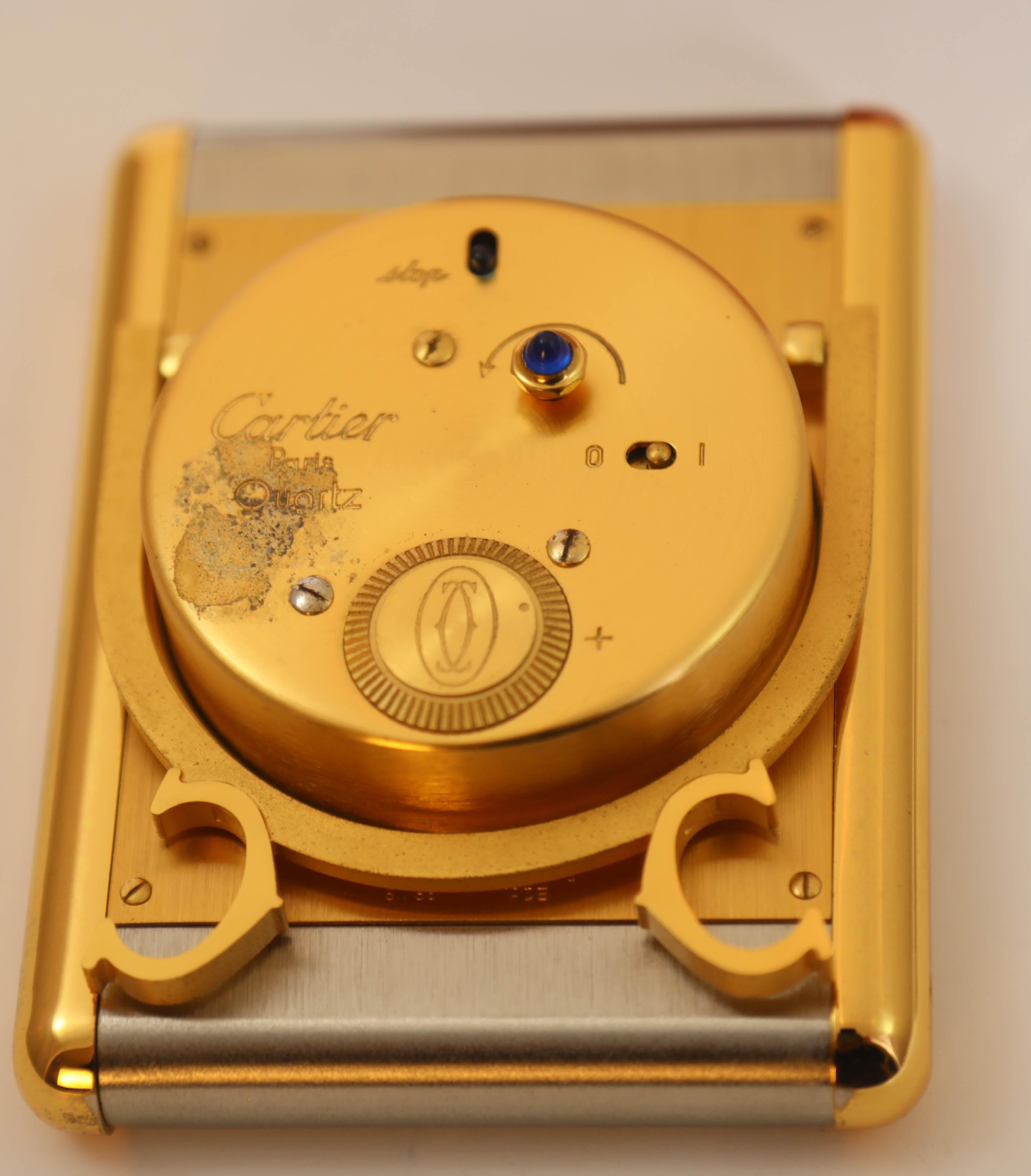 Cartier Tank Desk Clock Two-Tone Gold and Steel For Sale 1