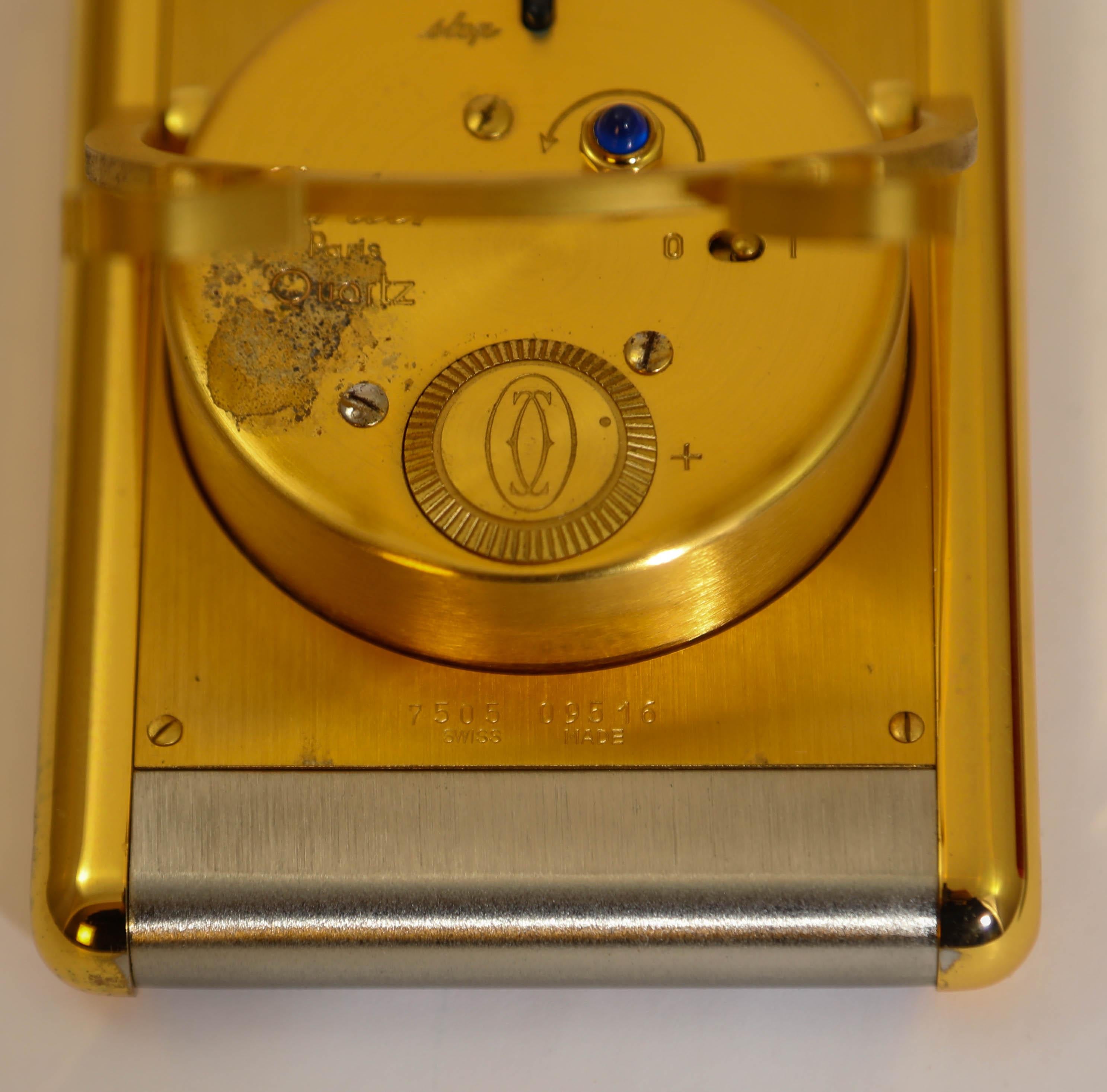 Cartier Tank Desk Clock Two-Tone Gold and Steel For Sale 2