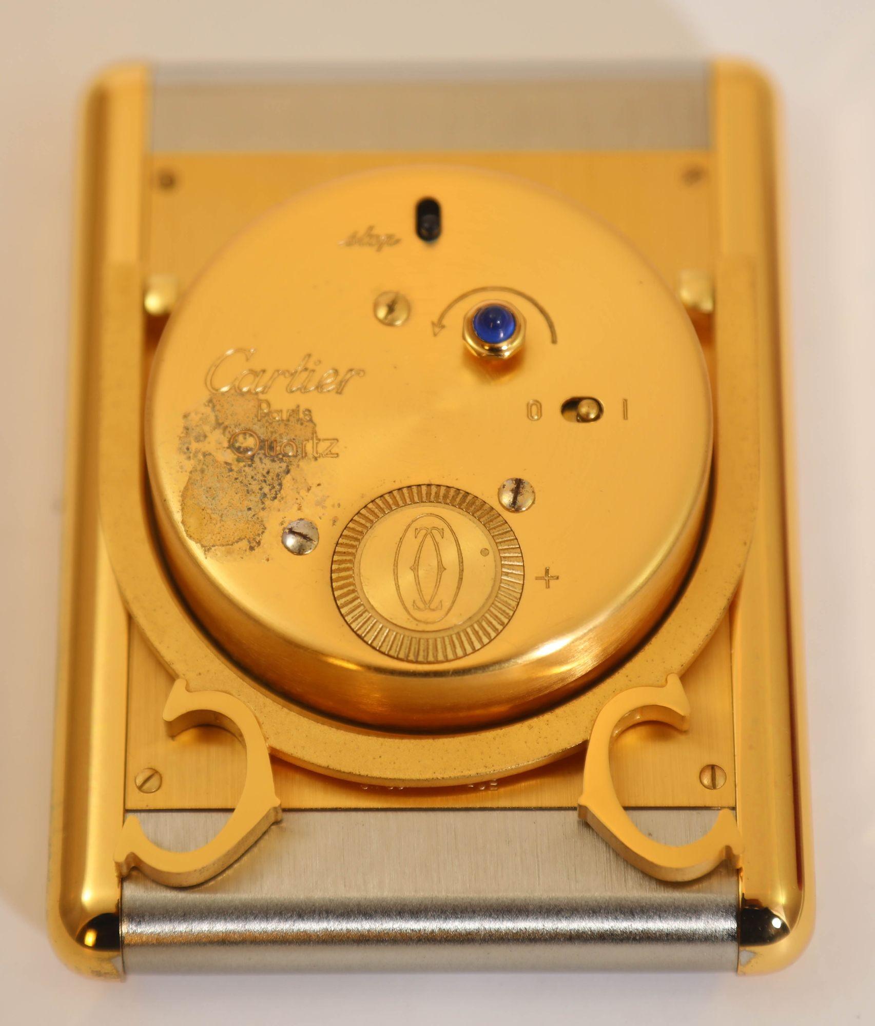 Cartier Tank Desk Clock Two-Tone Gold and Steel For Sale 1