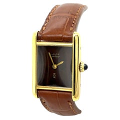 Must de Cartier Tank Gents 70s Manual Wind "Tortoise/Wood" Vermeil